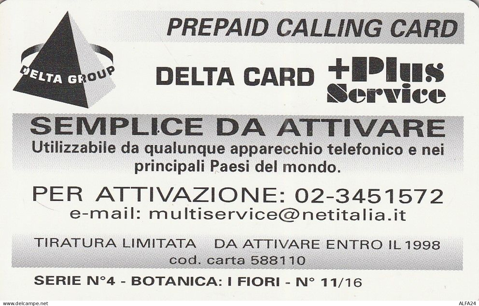 PREPAID PHONE CARD ITALIA  (CZ195 - Cartes GSM Prépayées & Recharges