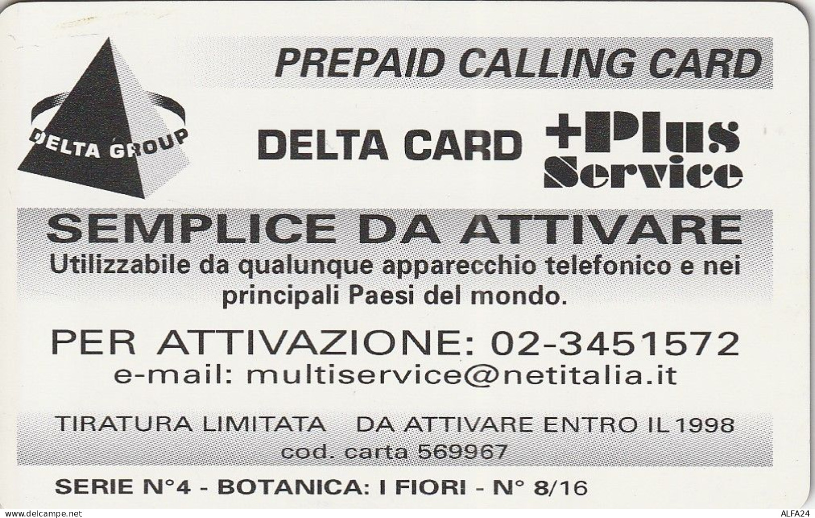 PREPAID PHONE CARD ITALIA  (CZ191 - Cartes GSM Prépayées & Recharges