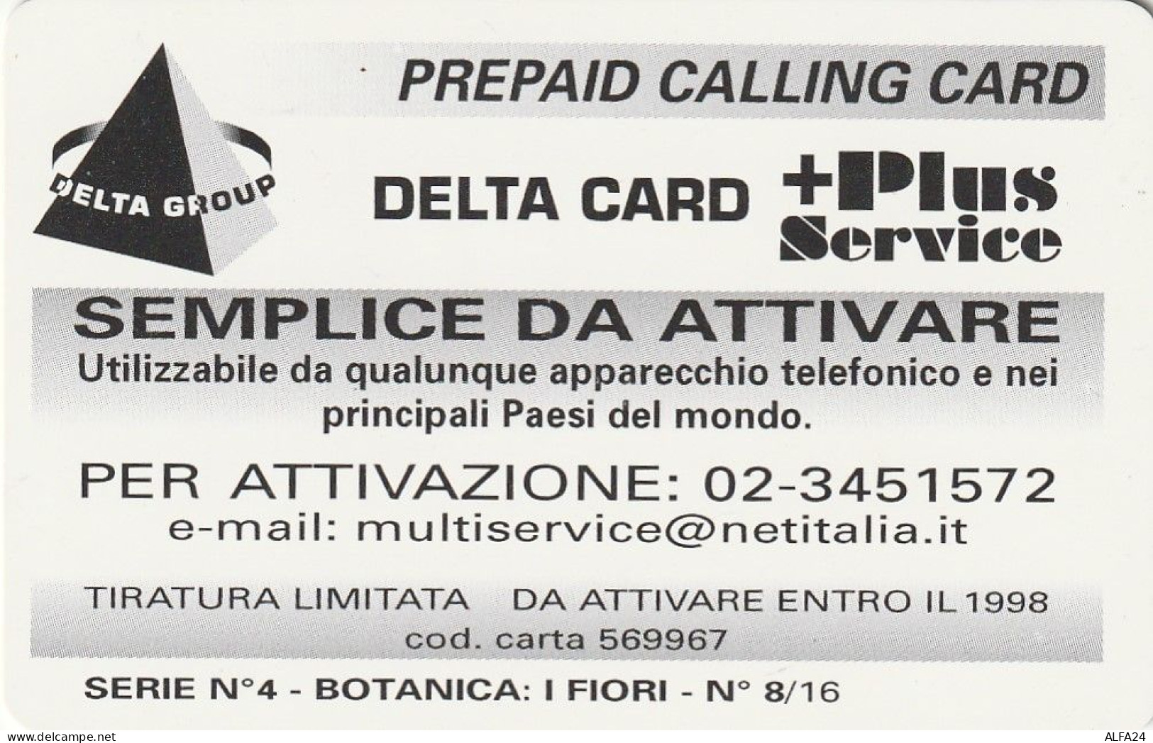 PREPAID PHONE CARD ITALIA  (CZ192 - Cartes GSM Prépayées & Recharges