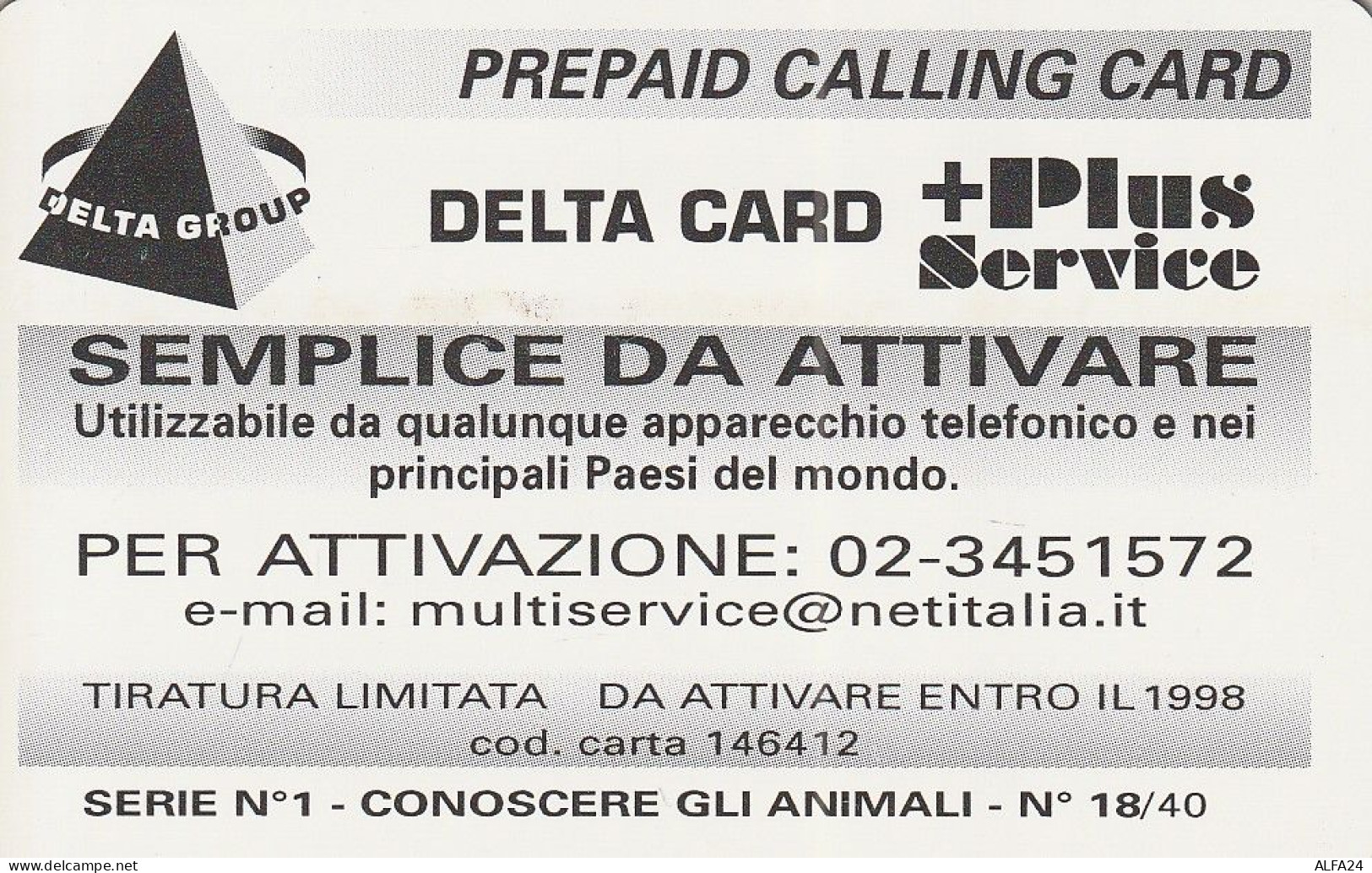 PREPAID PHONE CARD ITALIA  (CZ189 - Cartes GSM Prépayées & Recharges