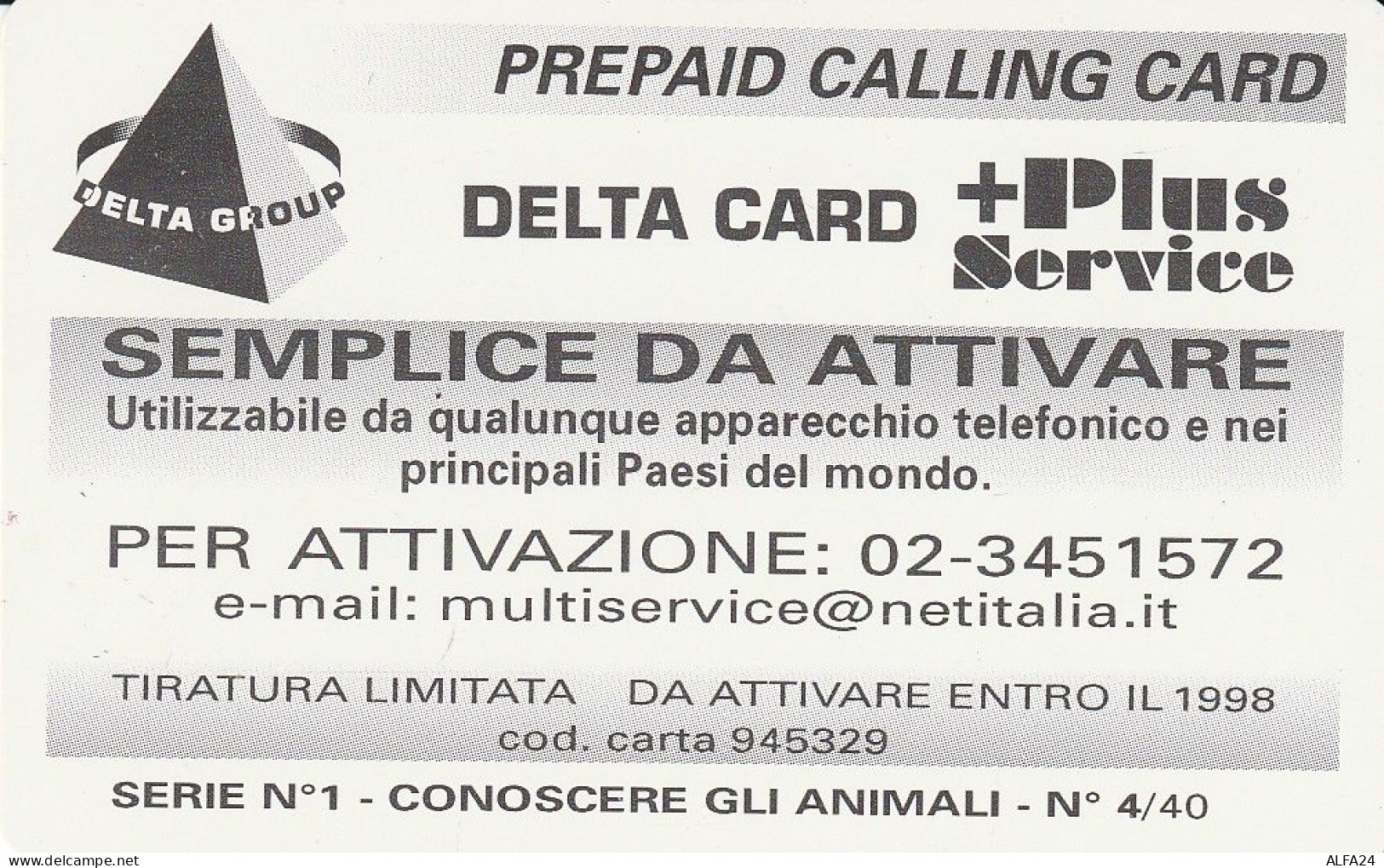 PREPAID PHONE CARD ITALIA  (CZ162 - Cartes GSM Prépayées & Recharges