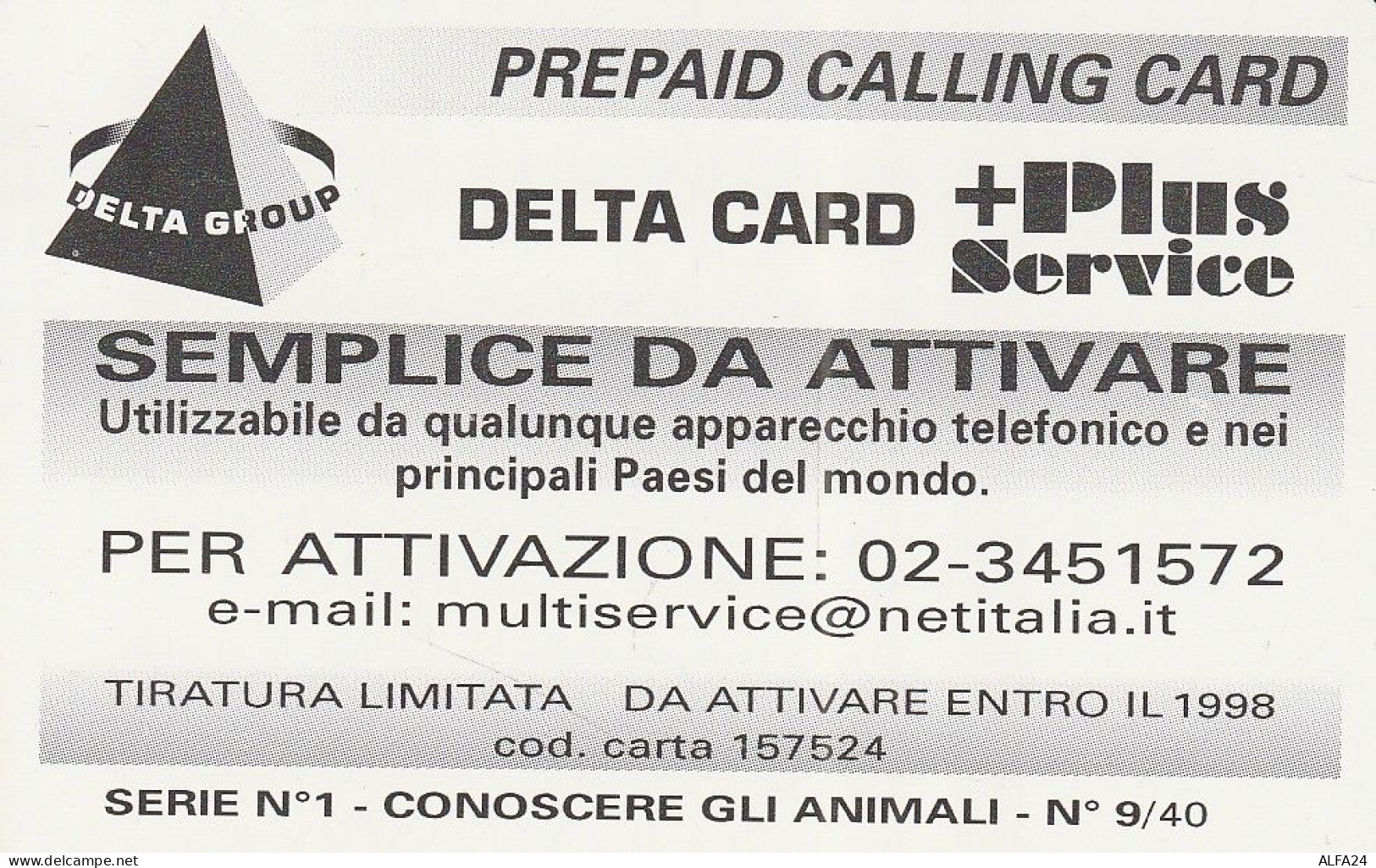 PREPAID PHONE CARD ITALIA  (CZ169 - Schede GSM, Prepagate & Ricariche