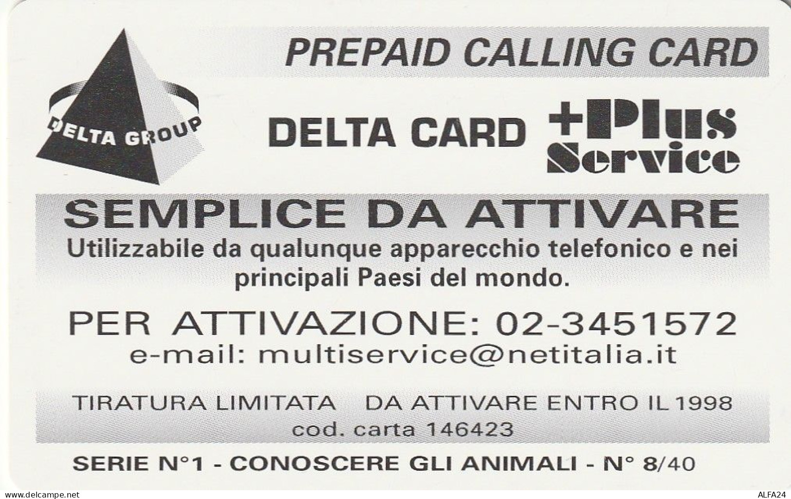 PREPAID PHONE CARD ITALIA  (CZ168 - [2] Handy-, Prepaid- Und Aufladkarten