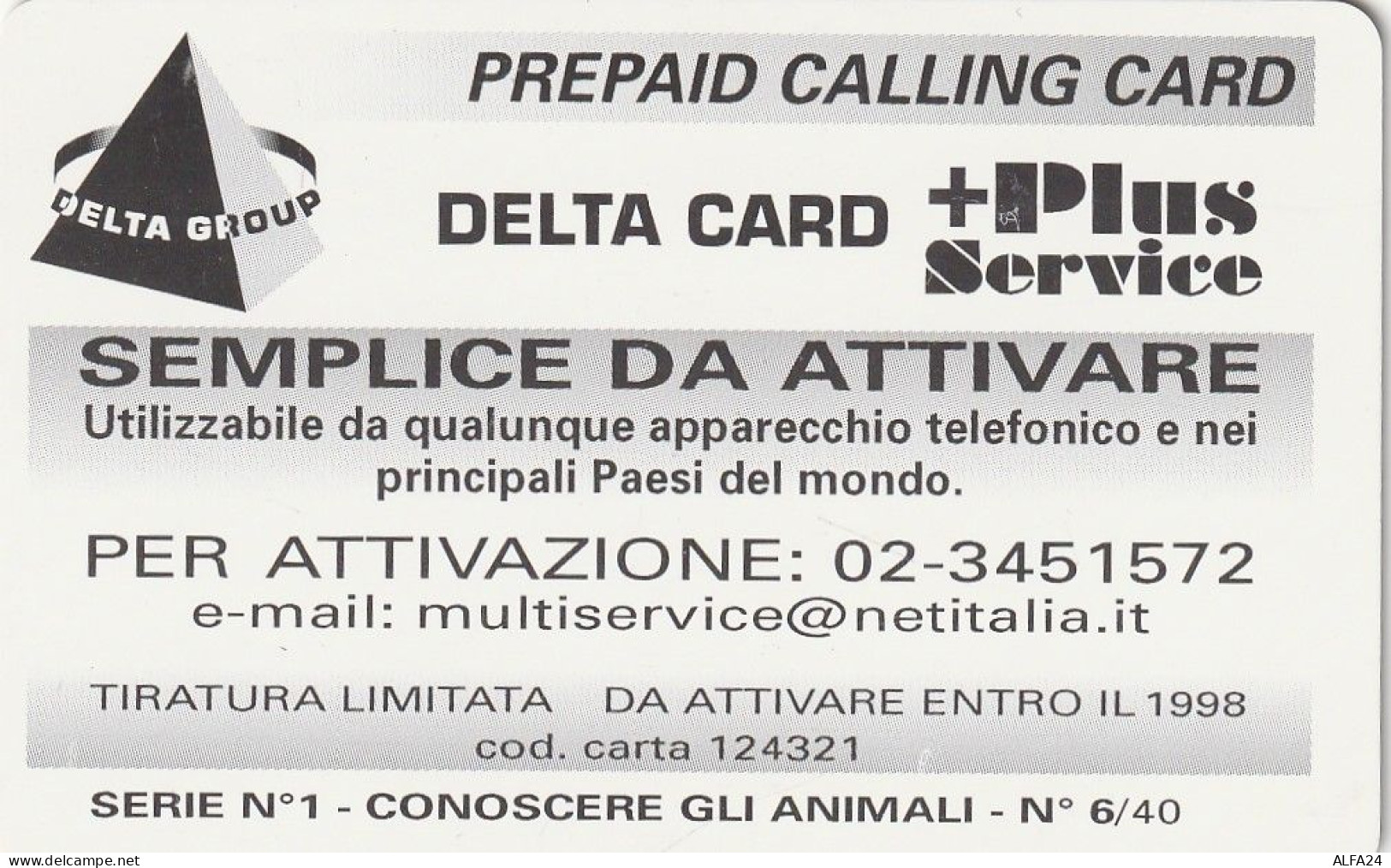 PREPAID PHONE CARD ITALIA  (CZ166 - Cartes GSM Prépayées & Recharges