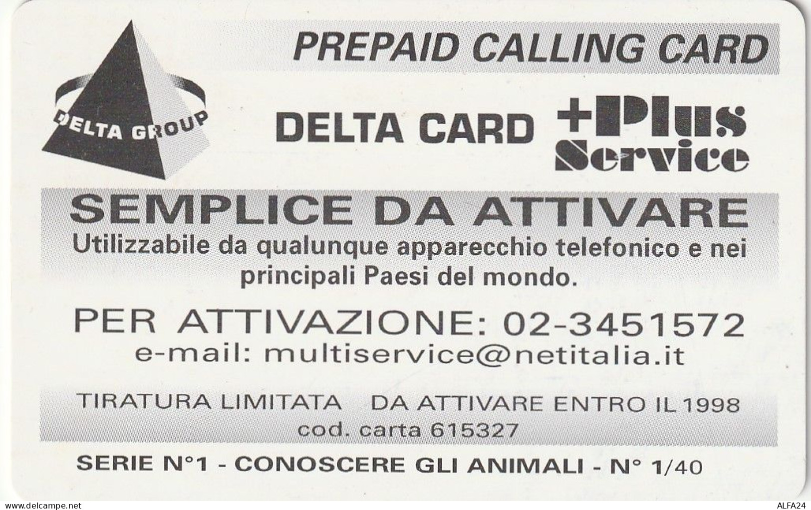 PREPAID PHONE CARD ITALIA  (CZ158 - Cartes GSM Prépayées & Recharges