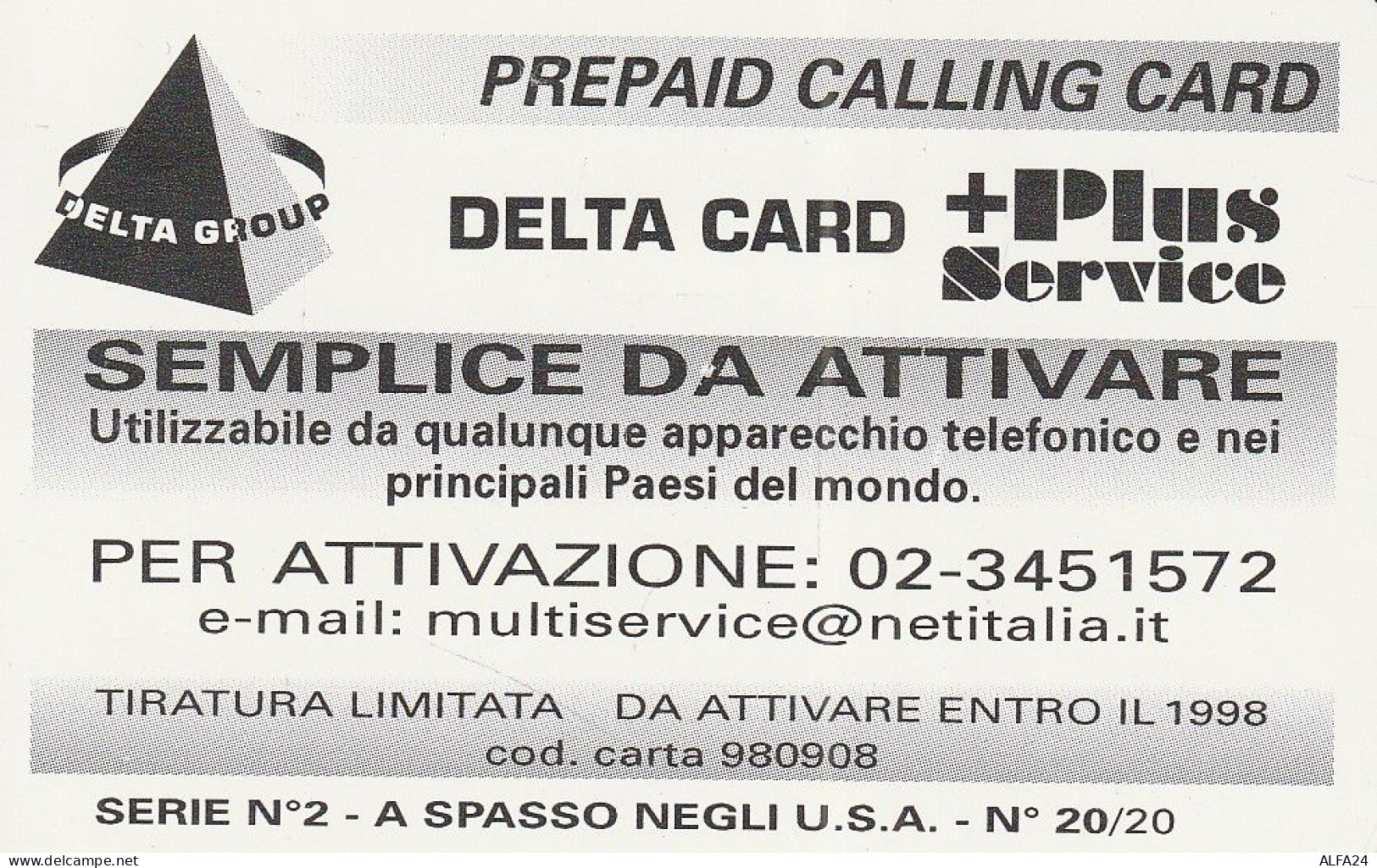 PREPAID PHONE CARD ITALIA  (CZ153 - Schede GSM, Prepagate & Ricariche