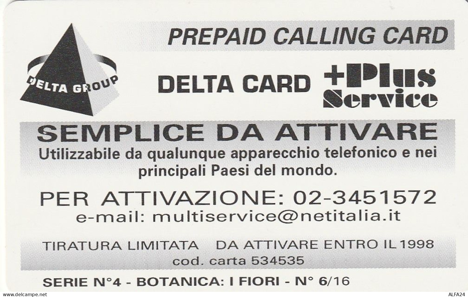 PREPAID PHONE CARD ITALIA  (CZ156 - Schede GSM, Prepagate & Ricariche