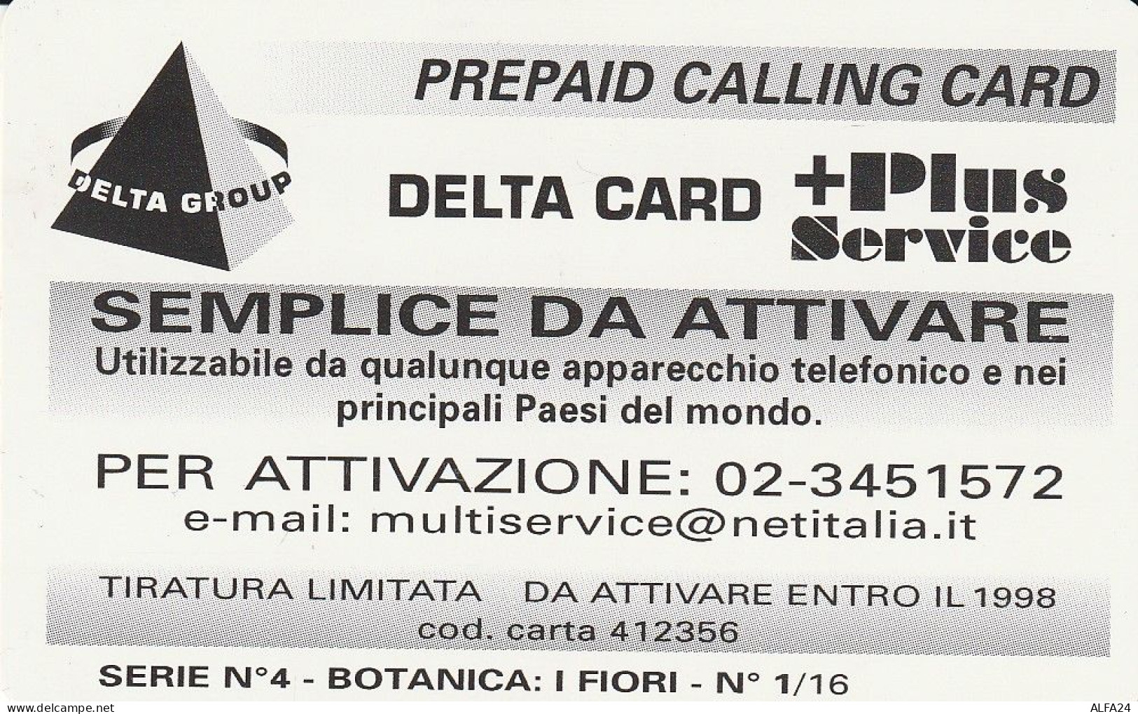 PREPAID PHONE CARD ITALIA  (CZ154 - Cartes GSM Prépayées & Recharges
