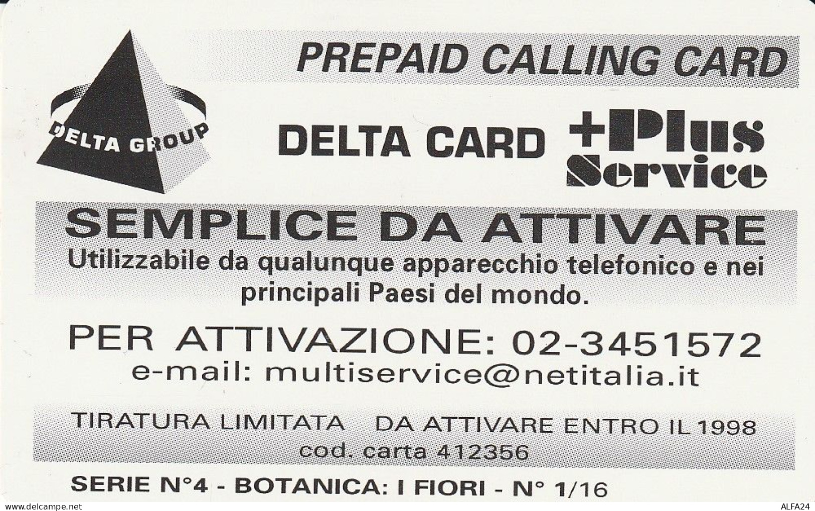 PREPAID PHONE CARD ITALIA  (CZ154 - [2] Handy-, Prepaid- Und Aufladkarten