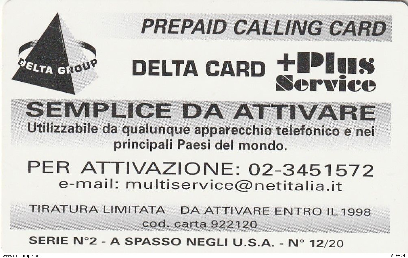 PREPAID PHONE CARD ITALIA  (CZ152 - Schede GSM, Prepagate & Ricariche