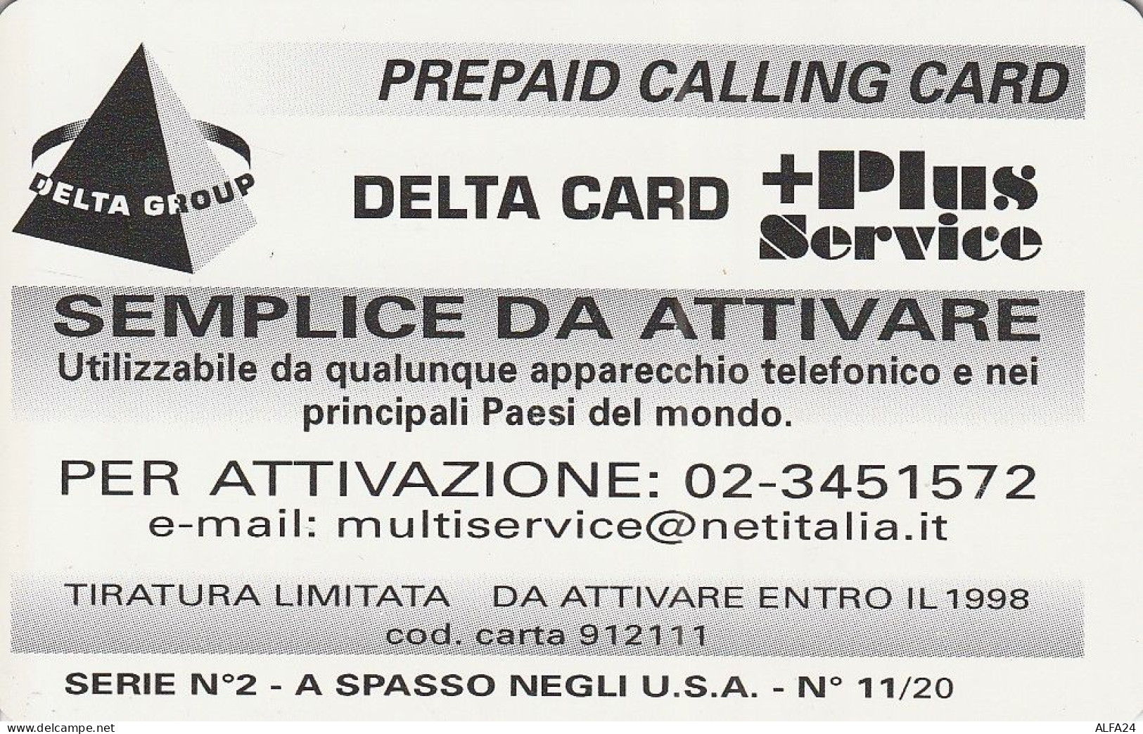 PREPAID PHONE CARD ITALIA  (CZ151 - [2] Handy-, Prepaid- Und Aufladkarten