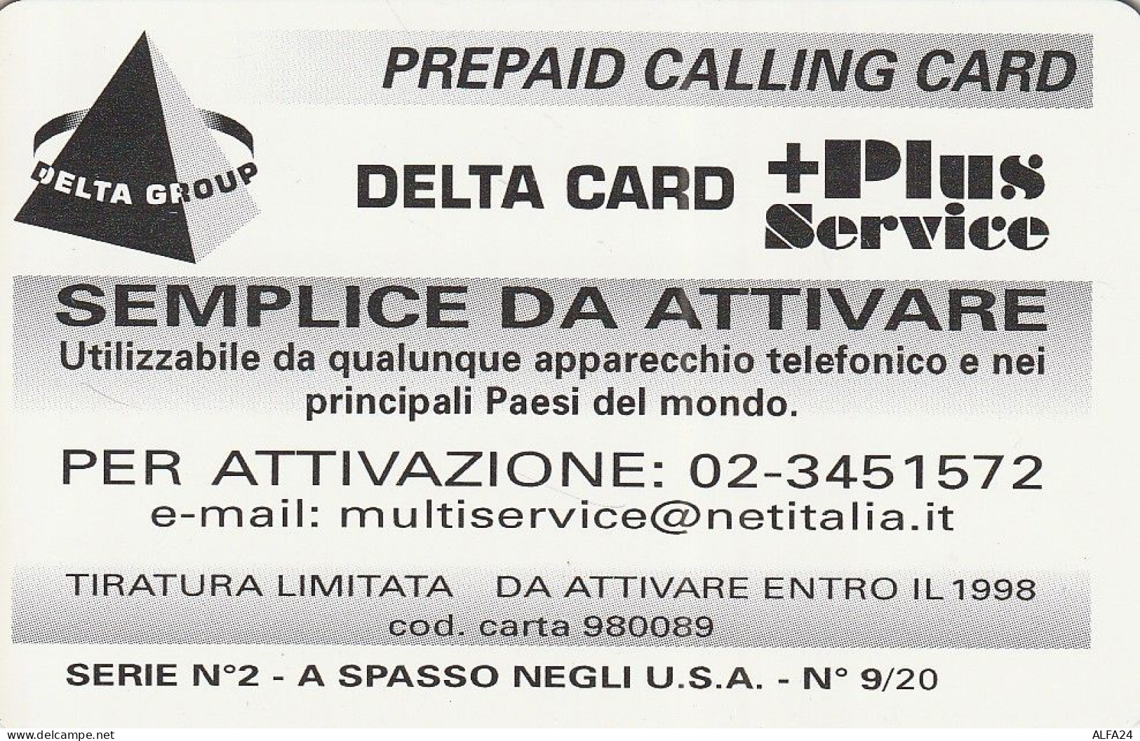 PREPAID PHONE CARD ITALIA  (CZ147 - Cartes GSM Prépayées & Recharges