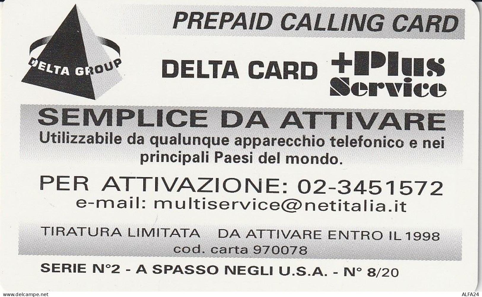 PREPAID PHONE CARD ITALIA  (CZ146 - Cartes GSM Prépayées & Recharges