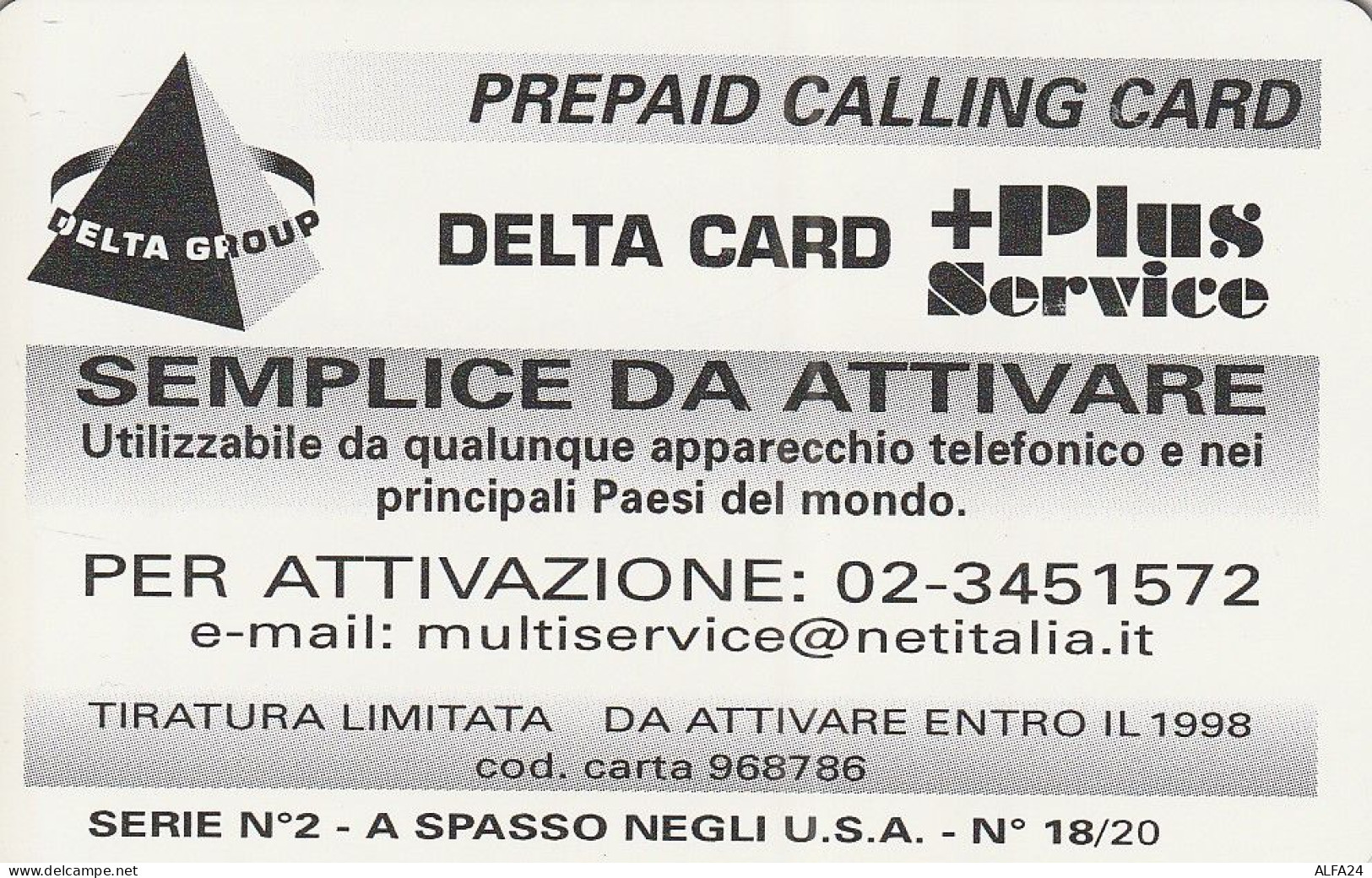 PREPAID PHONE CARD ITALIA  (CZ143 - Cartes GSM Prépayées & Recharges