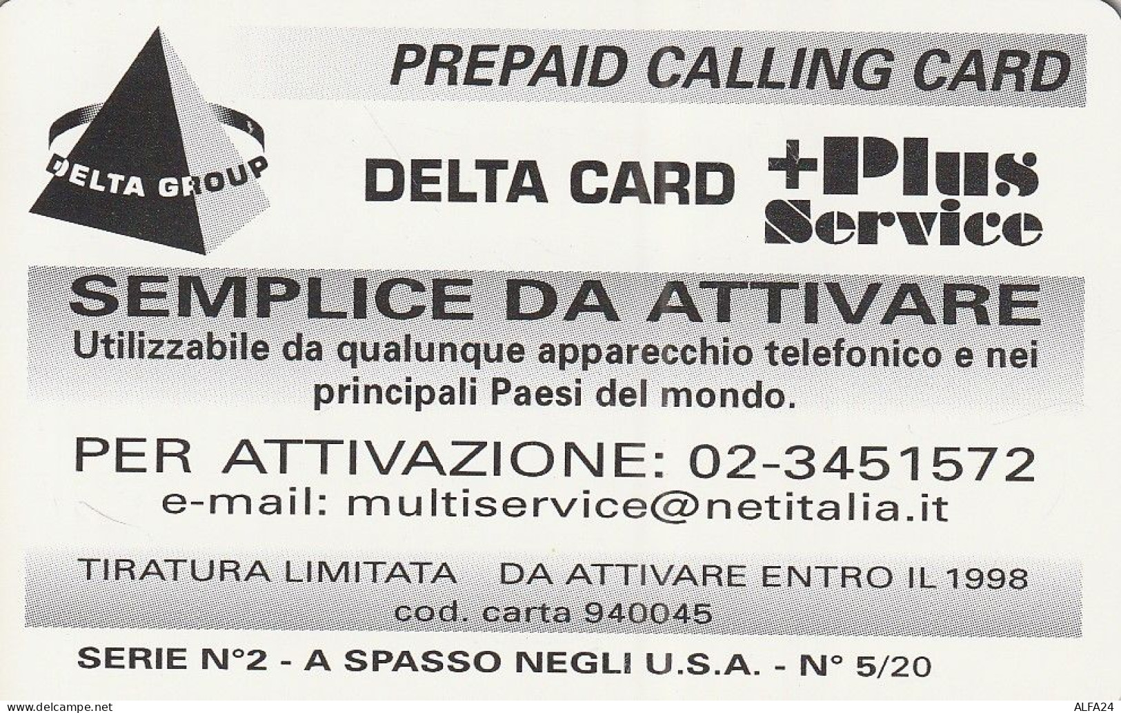 PREPAID PHONE CARD ITALIA  (CZ139 - [2] Handy-, Prepaid- Und Aufladkarten