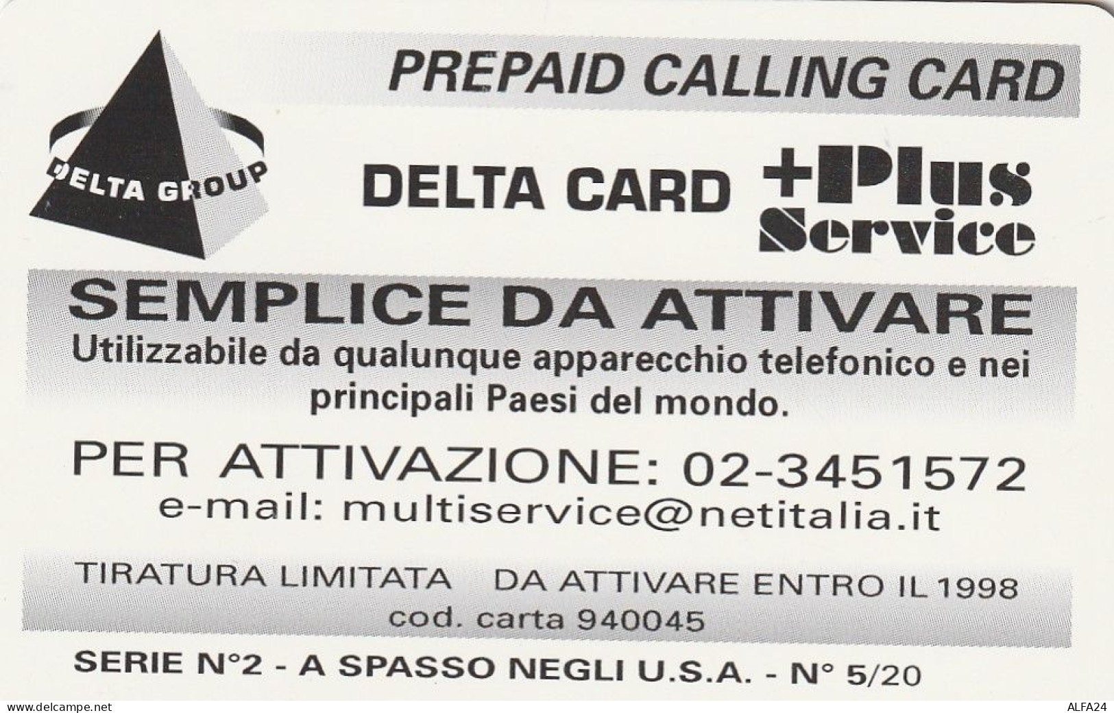 PREPAID PHONE CARD ITALIA  (CZ140 - [2] Handy-, Prepaid- Und Aufladkarten