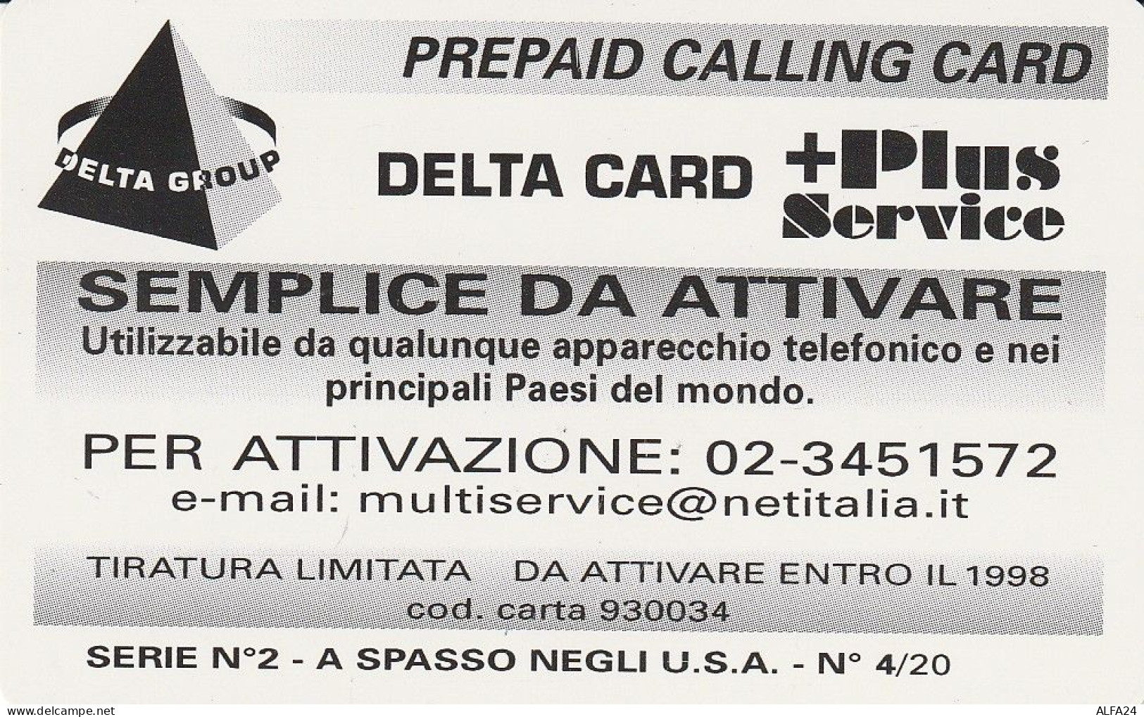 PREPAID PHONE CARD ITALIA  (CZ138 - Cartes GSM Prépayées & Recharges