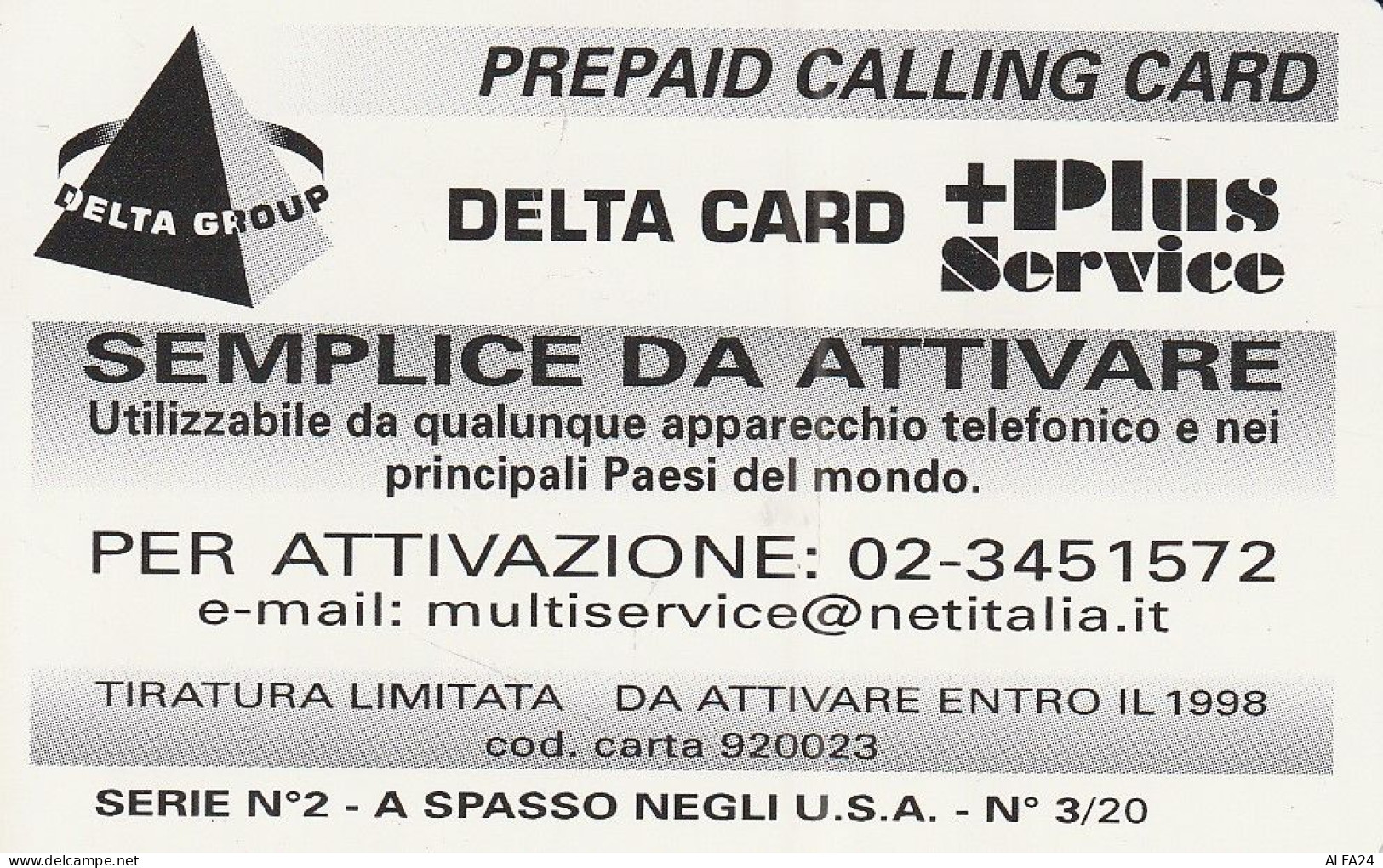 PREPAID PHONE CARD ITALIA  (CZ137 - Cartes GSM Prépayées & Recharges