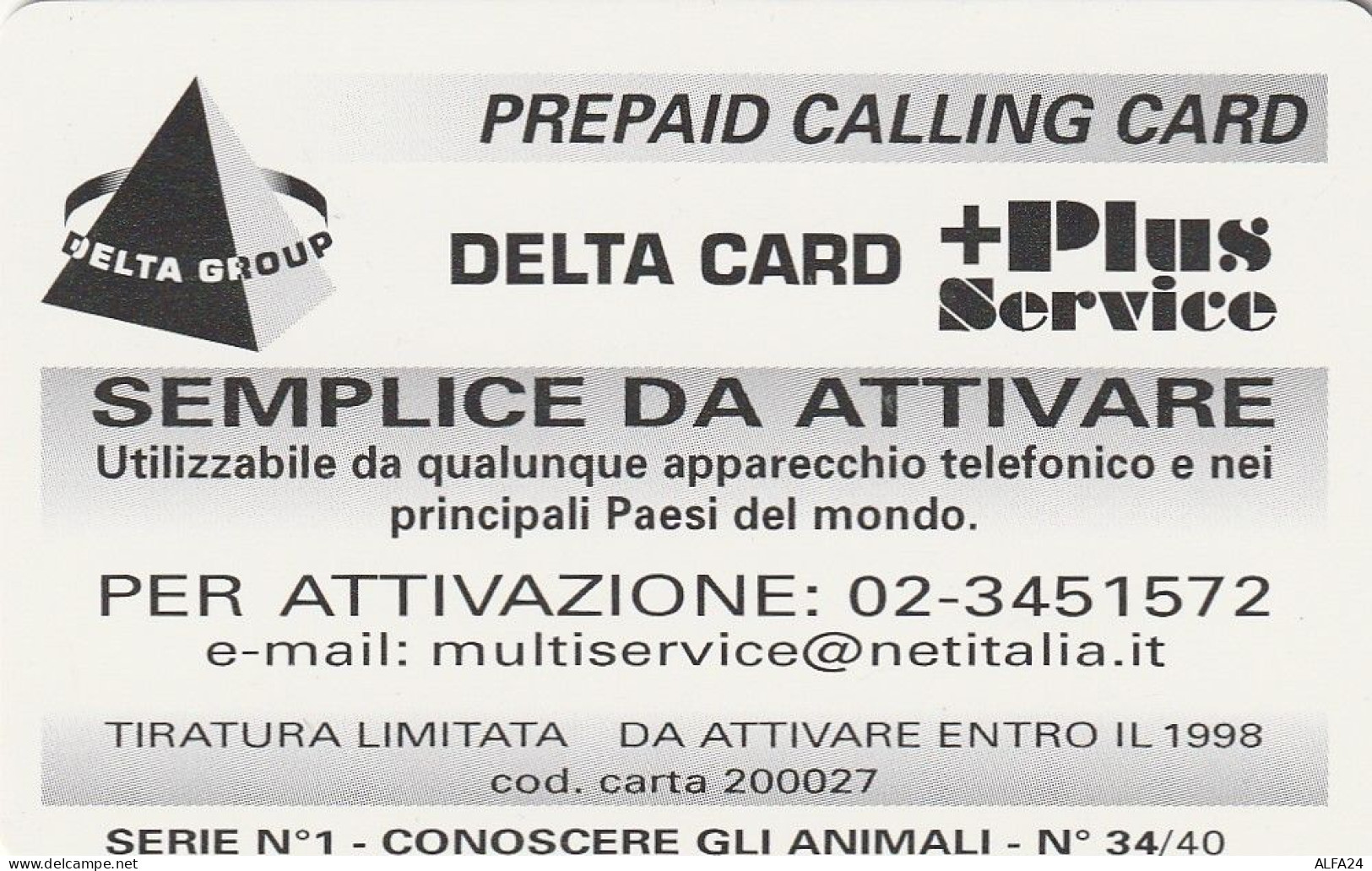 PREPAID PHONE CARD ITALIA  (CZ128 - [2] Handy-, Prepaid- Und Aufladkarten