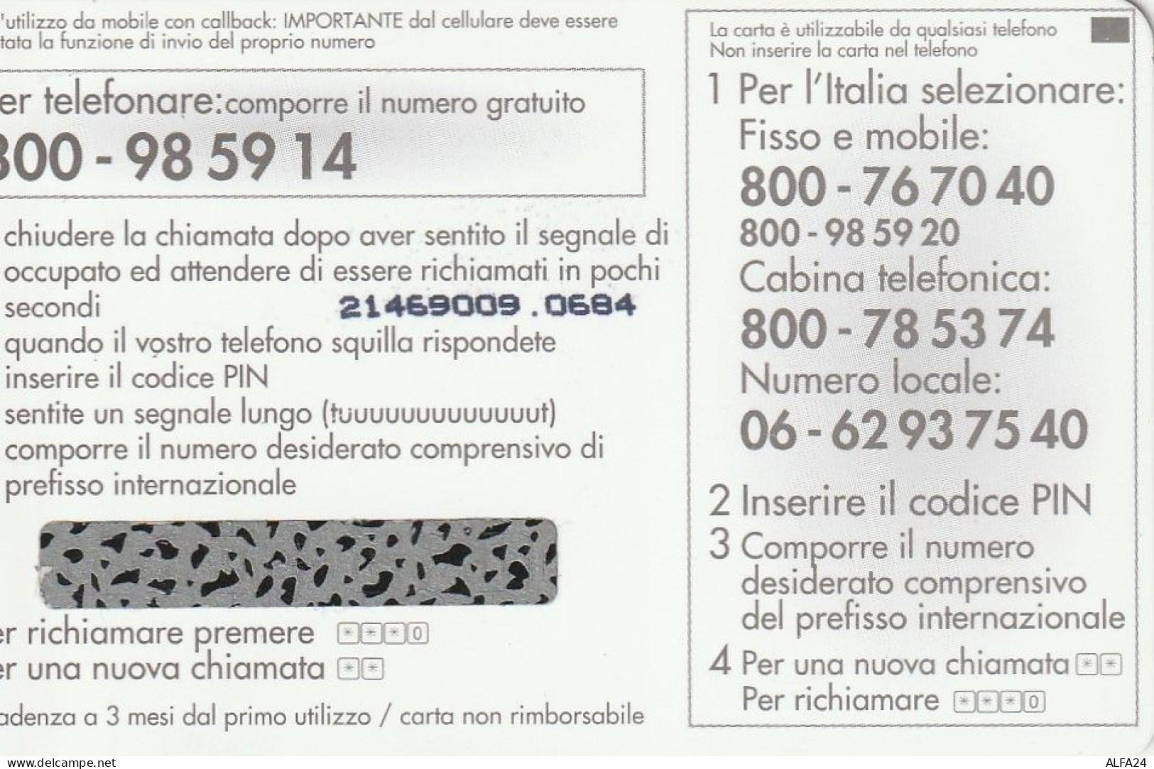 PREPAID PHONE CARD ITALIA  (CZ119 - [2] Handy-, Prepaid- Und Aufladkarten