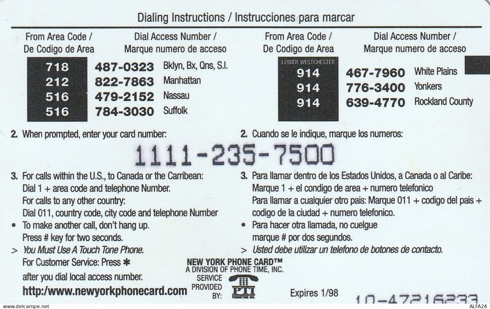 PREPAID PHONE CARD USA  (CZ116 - Other & Unclassified