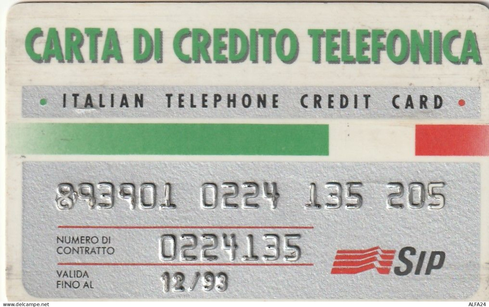 CARTA DI CREDITO TELEFONICA SIP 12/93  (CZ92 - Usages Spéciaux