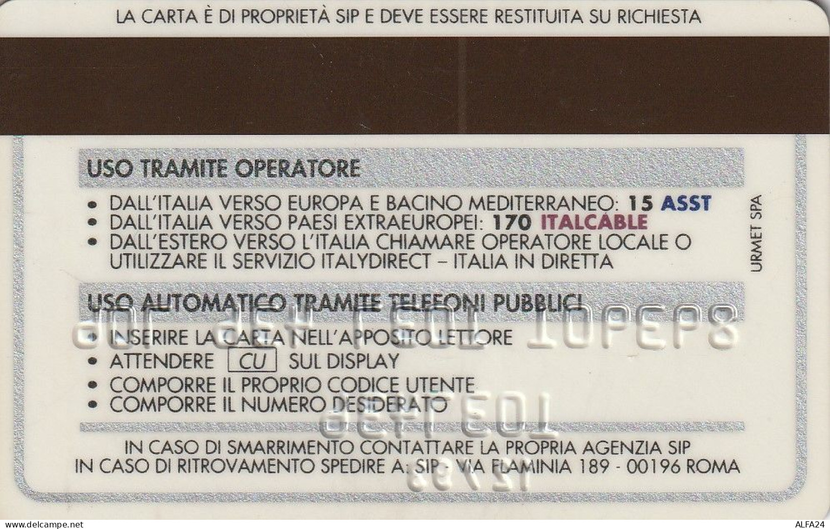 CARTA DI CREDITO TELEFONICA SIP 12/93  (CZ91 - Speciaal Gebruik