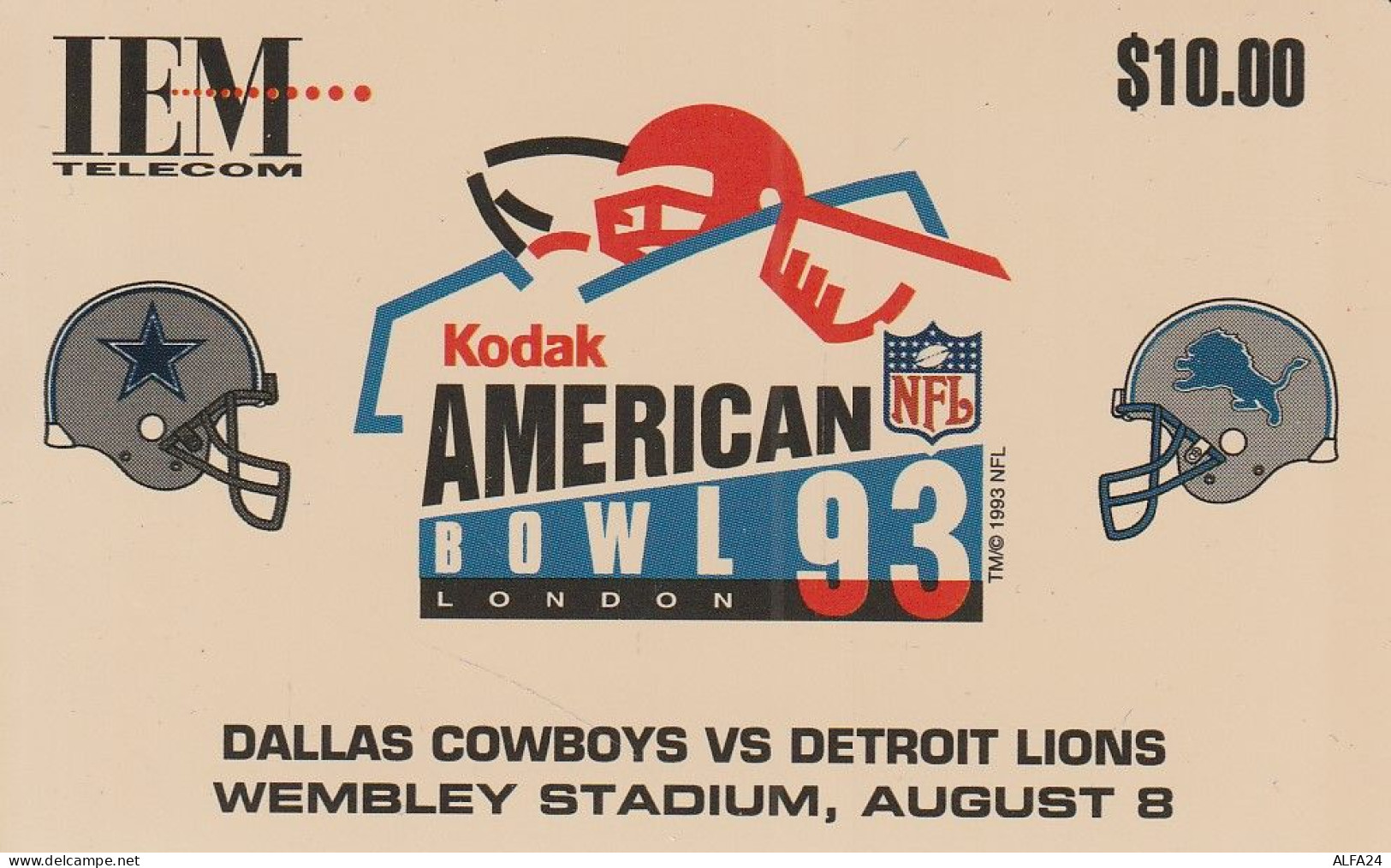 PREPAID PHONE CARD USA  AMERICAN BOWL 93 (CZ81 - Otros & Sin Clasificación