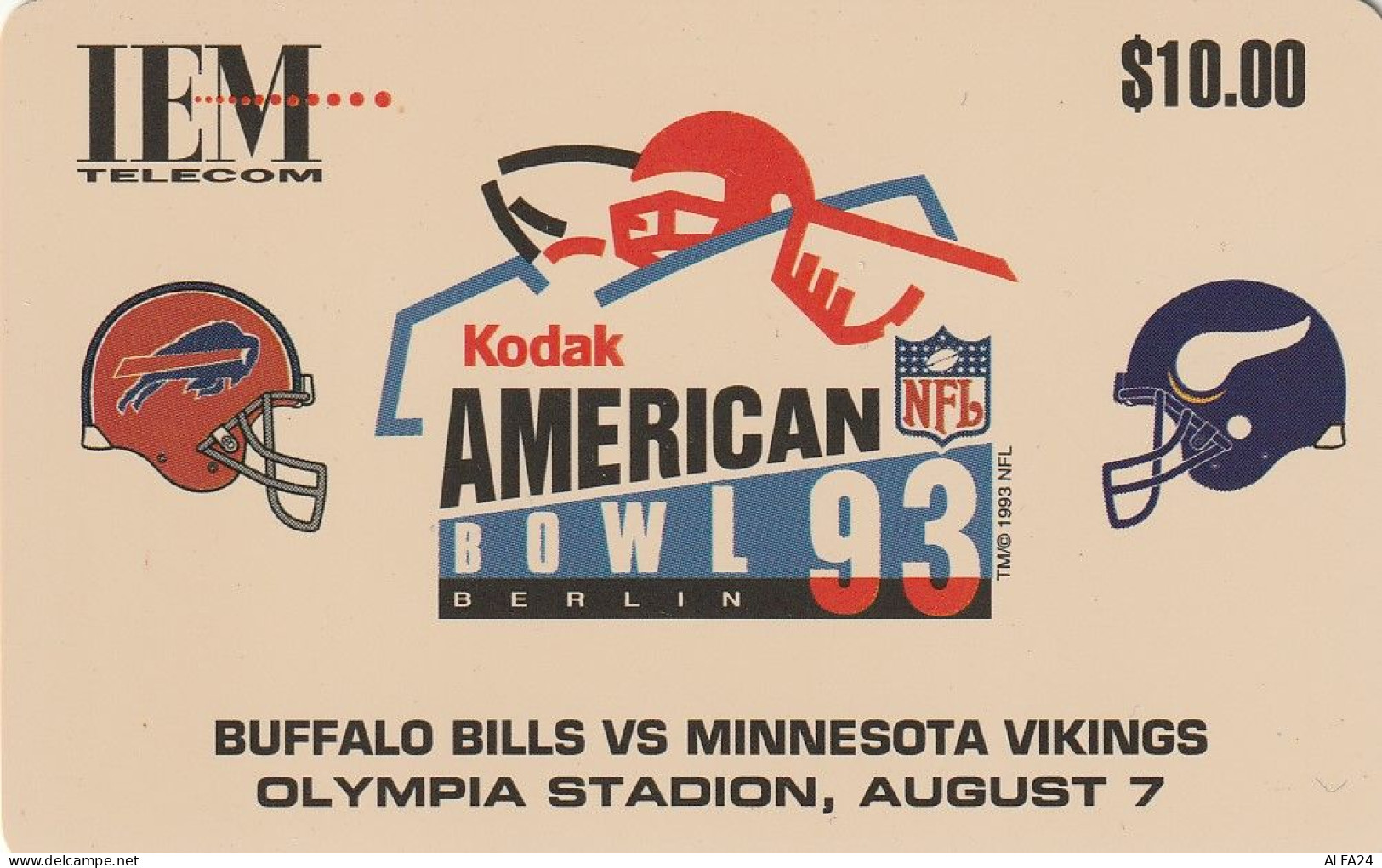 PREPAID PHONE CARD USA  AMERICAN BOWL 93 (CZ84 - Otros & Sin Clasificación