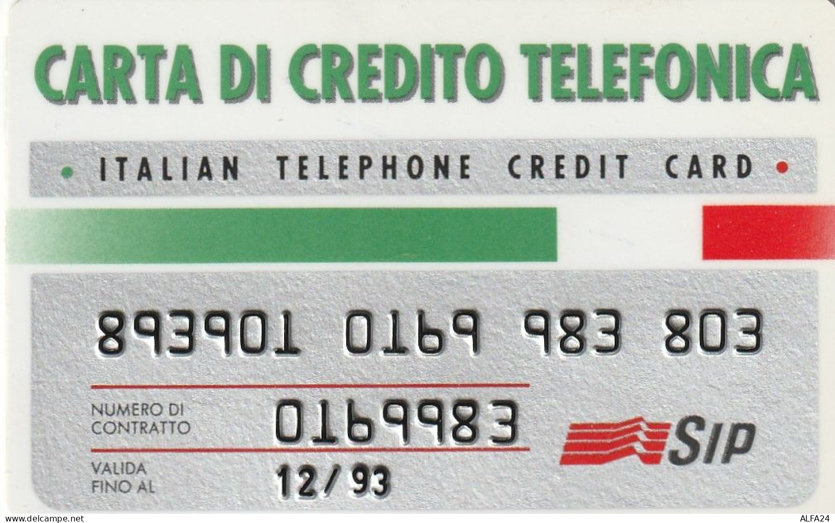 CARTA DI CREDITO TELEFONICA SIP 12/93  (CZ78 - Usages Spéciaux