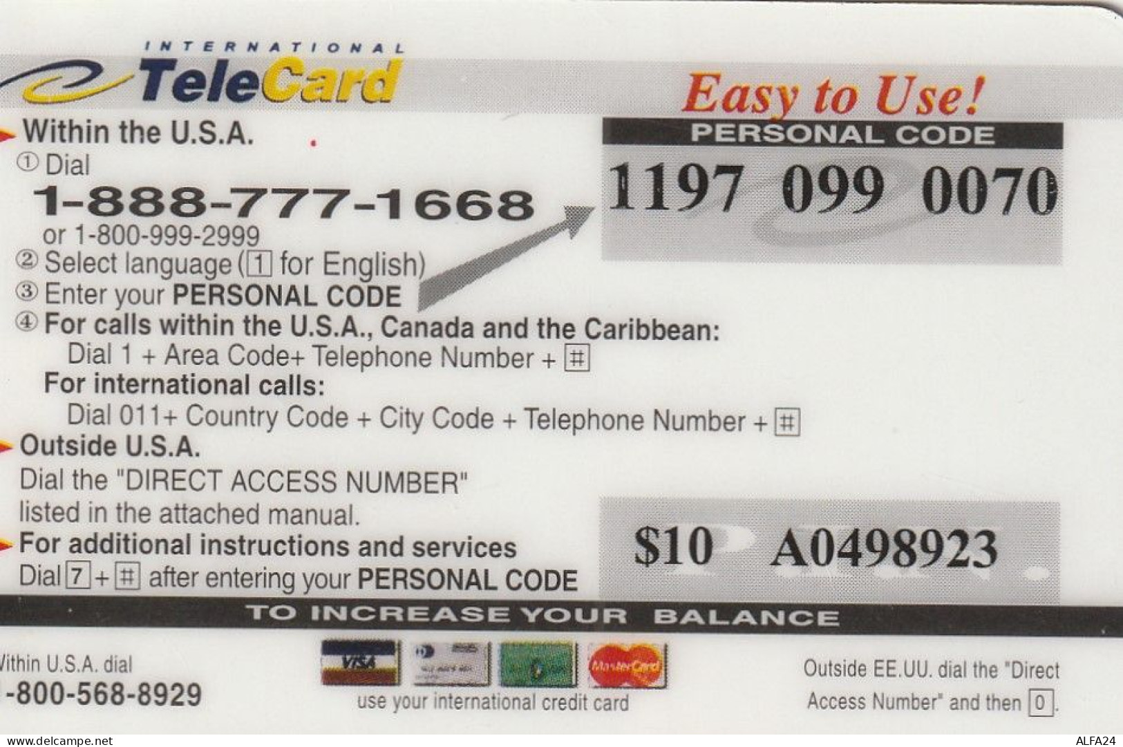 PREPAID PHONE CARD USA  (CZ53 - Altri & Non Classificati
