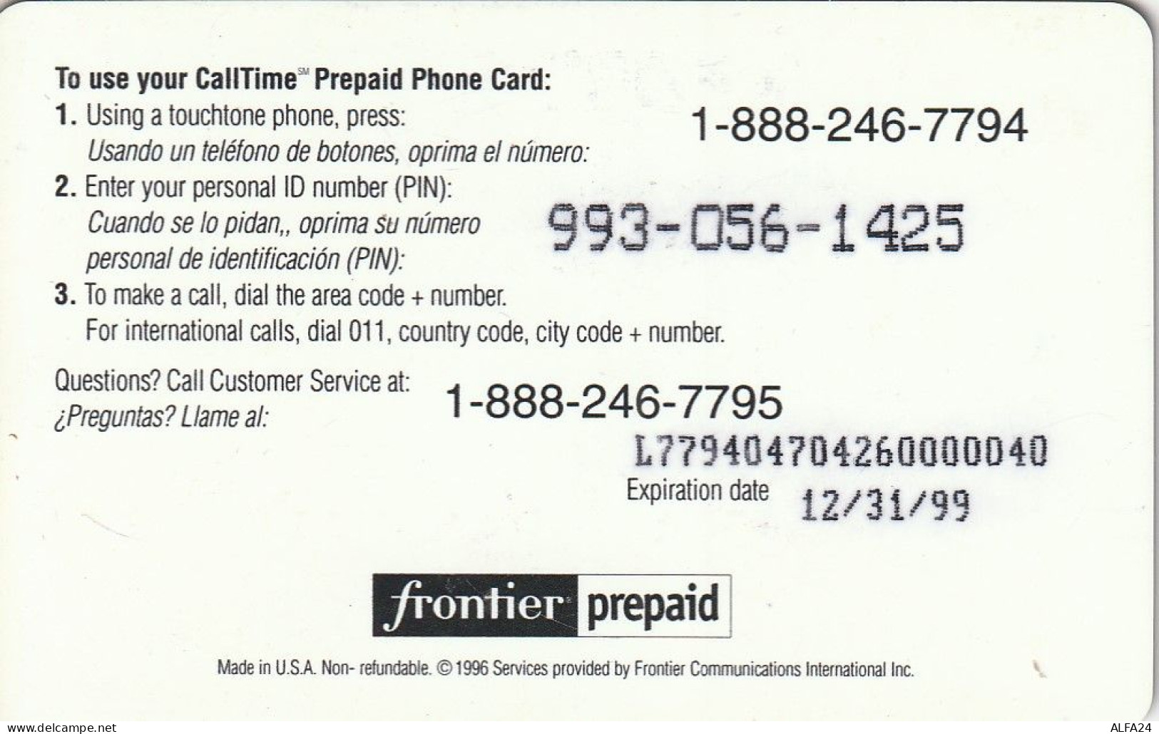 PREPAID PHONE CARD USA  (CZ43 - Altri & Non Classificati
