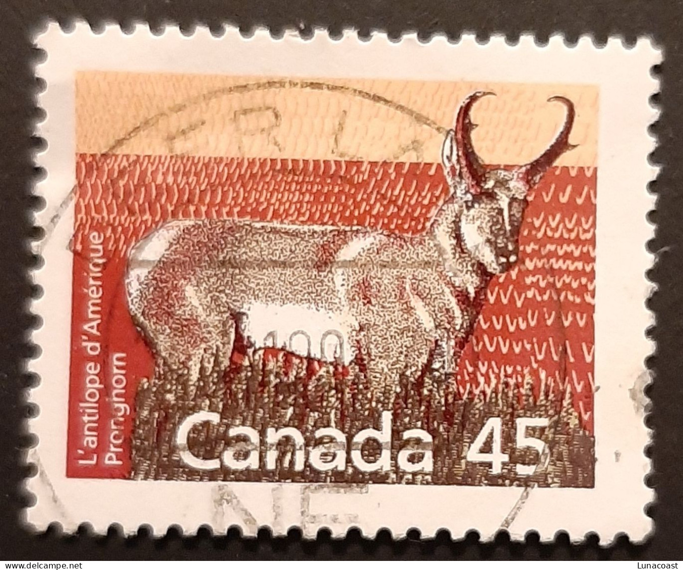 Canada 1990 USED Sc.#1172d  45c,  Perf. 13.1  Pronghorn - Usados