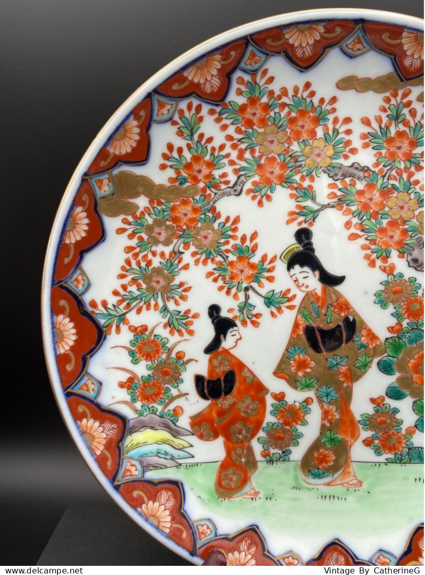 Assiette YAMATOKU  1920-1930  Porcelaine Japon Signé + Estampille  Diam 25cm Rouge Or  #240032 - Art Asiatique