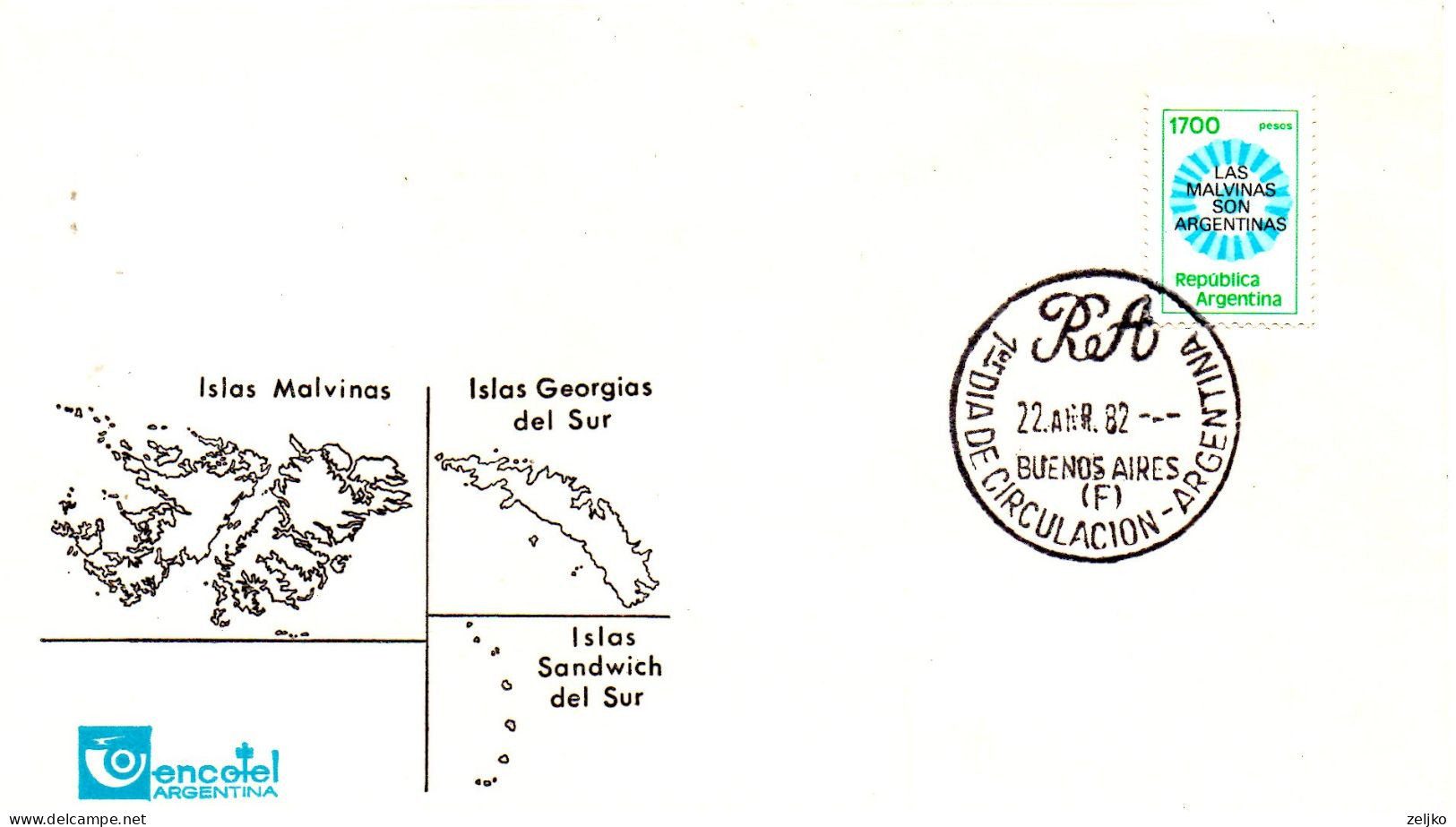 Argentina, FDC, 1982, The Maldives Are Argentine - Briefe U. Dokumente