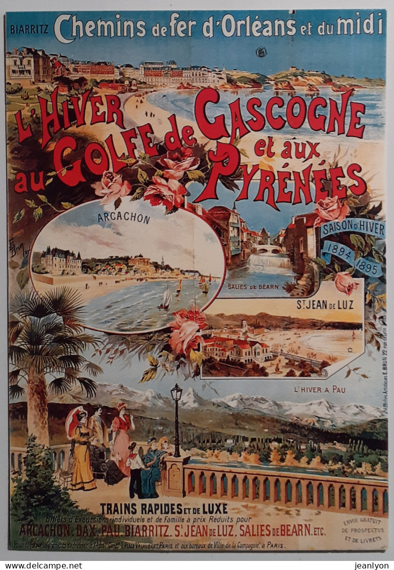 GOLFE GASCOGNE Et PYRENEES - Train Chemins Fer Orléans - Carte Moderne Reproduisant Affiche Ancienne - Aquitaine