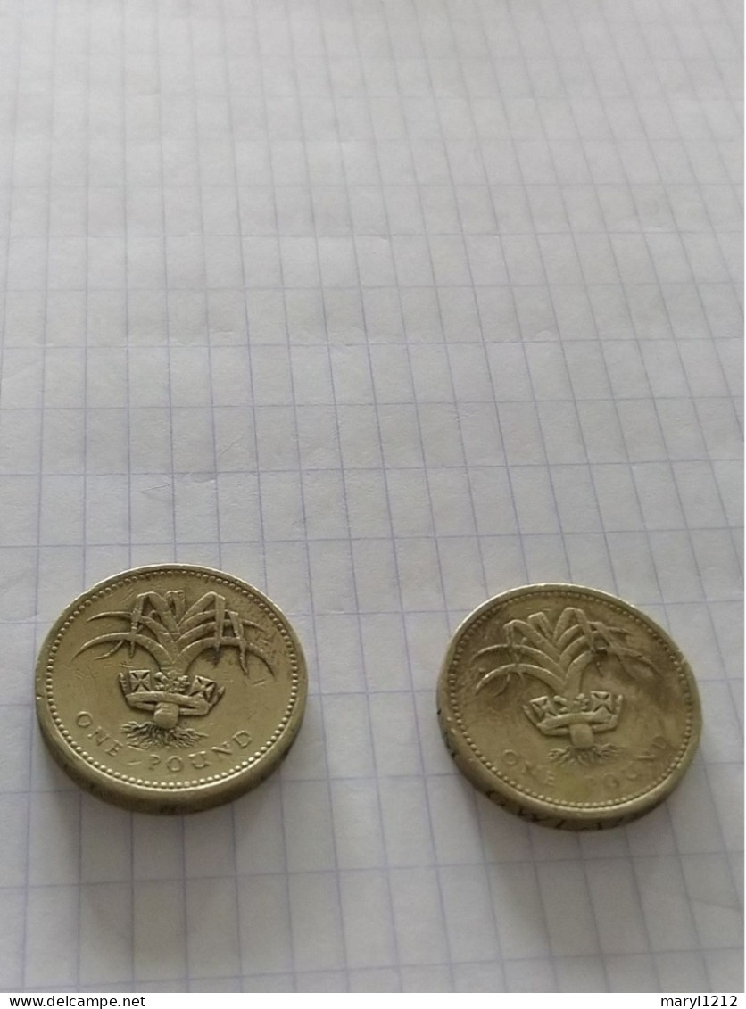 2 Pièces De One Pound U.K. 1985 - 1990 - 1 Pound