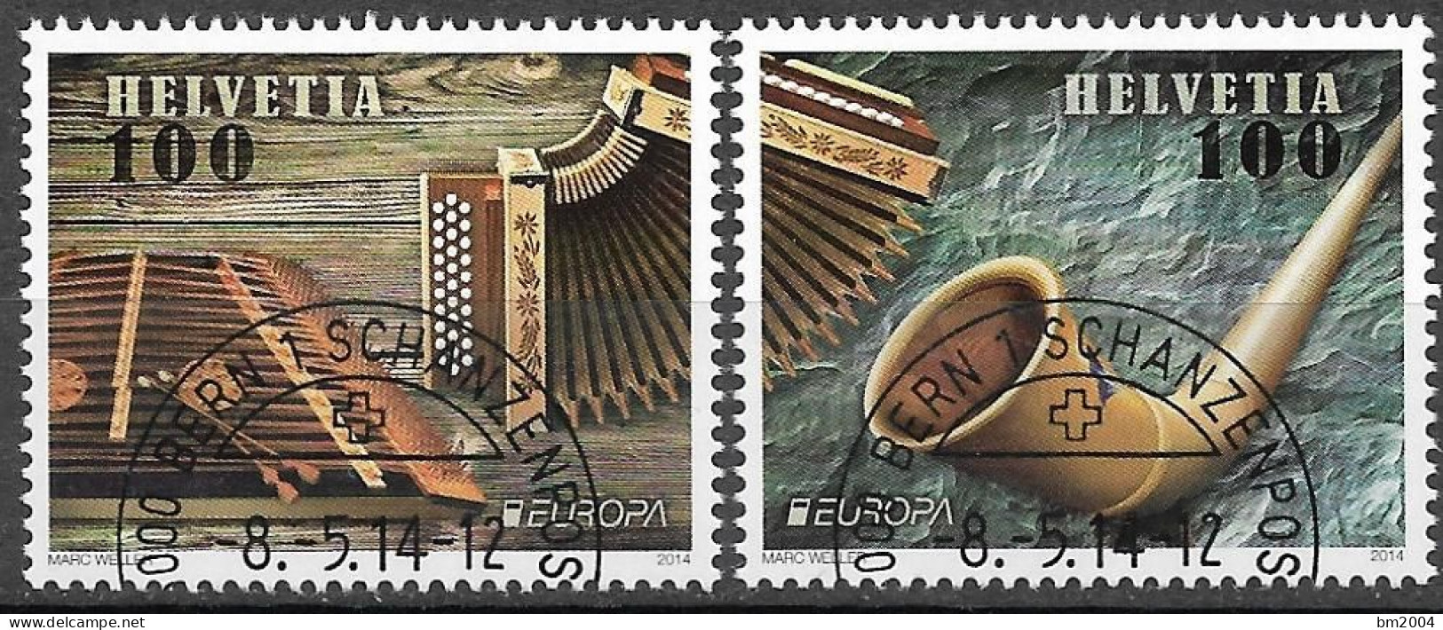 2014 Schweiz   Mi. 2349-50 FD-used     Europa: Volksmusikinstrumente - Used Stamps
