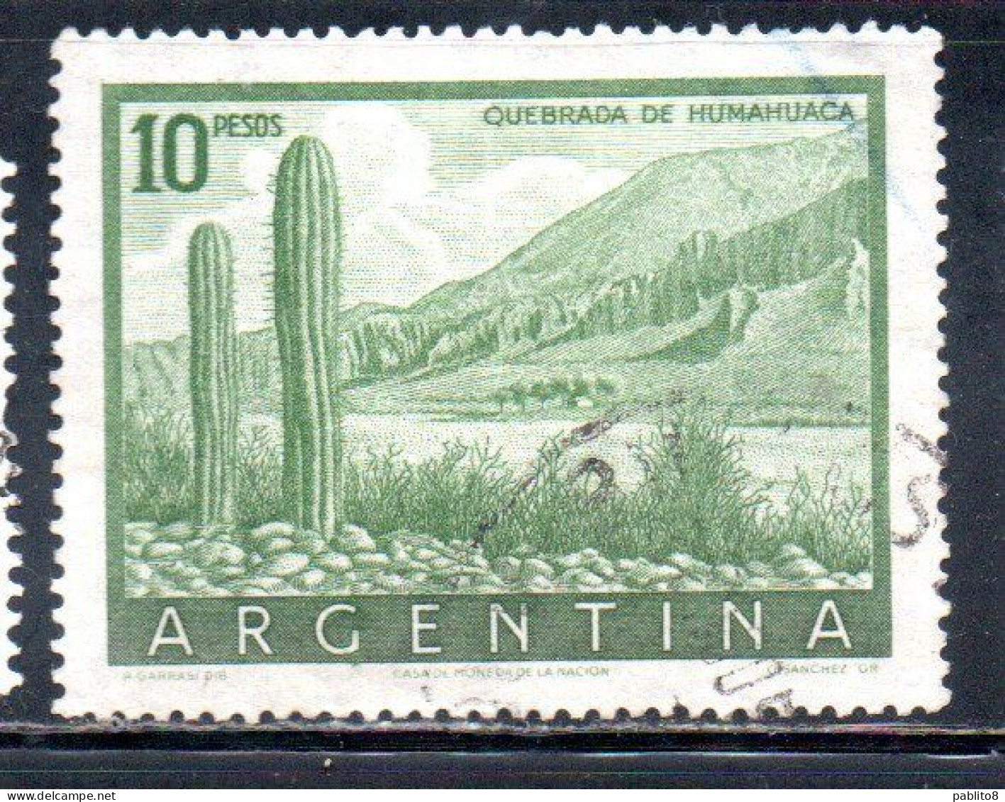 ARGENTINA 1954 1959 1955 CLIFFS OF HUMAHUACA 10p USED USADO OBLITERE' - Used Stamps