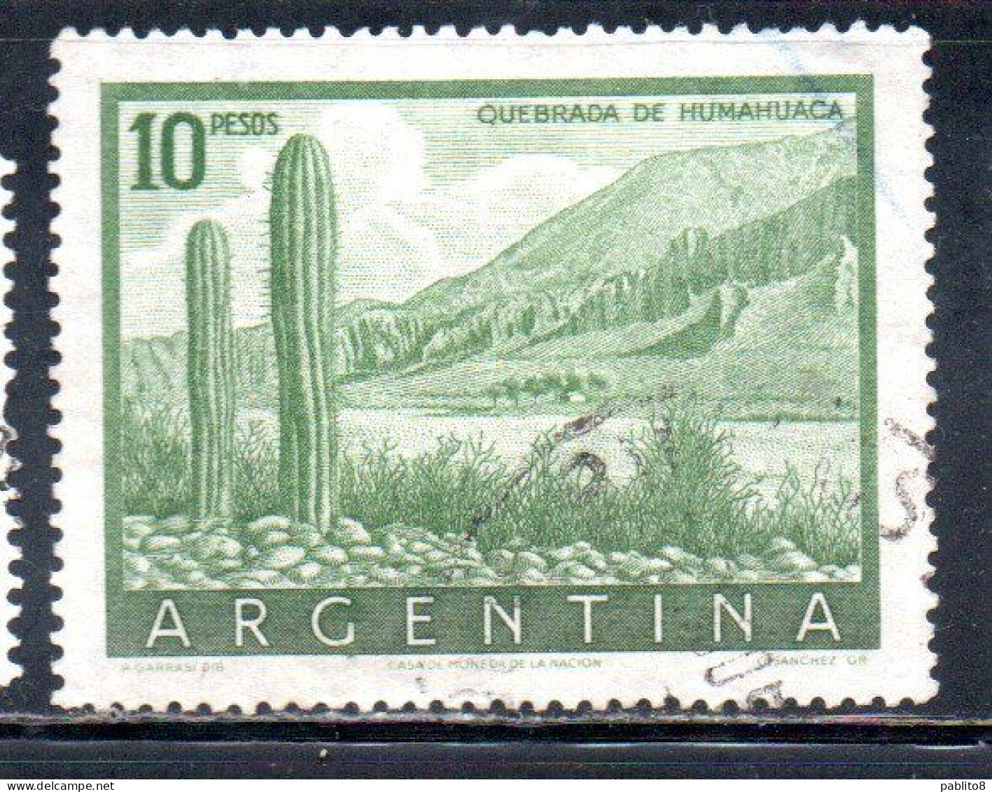 ARGENTINA 1954 1959 1955 CLIFFS OF HUMAHUACA 10p USED USADO OBLITERE' - Usati