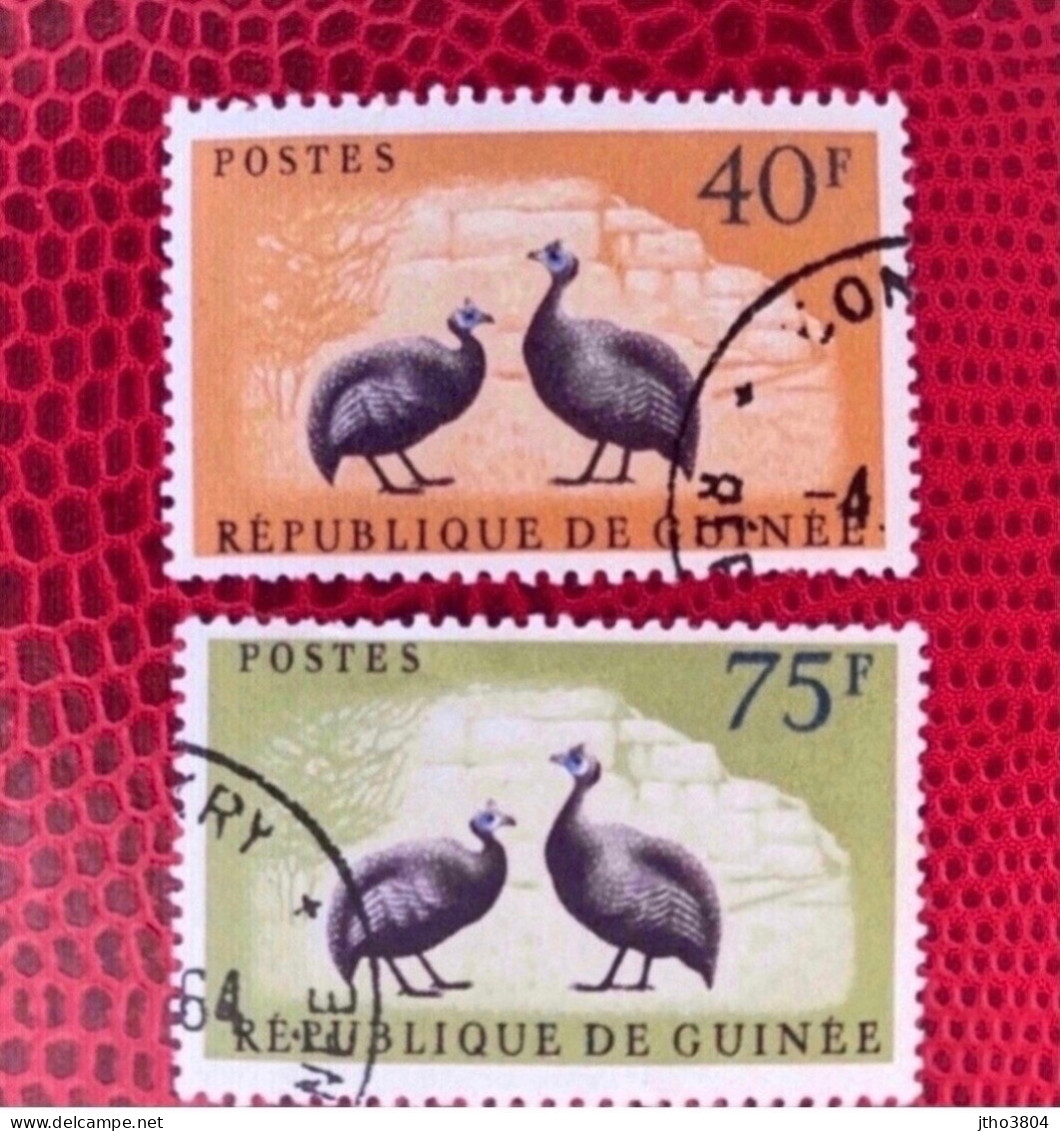 GUINÉE 1961 2 V Oblitérés YT 67 68 Ucello Oiseau Bird Pájaro Vogel Pintades - Hoendervogels & Fazanten