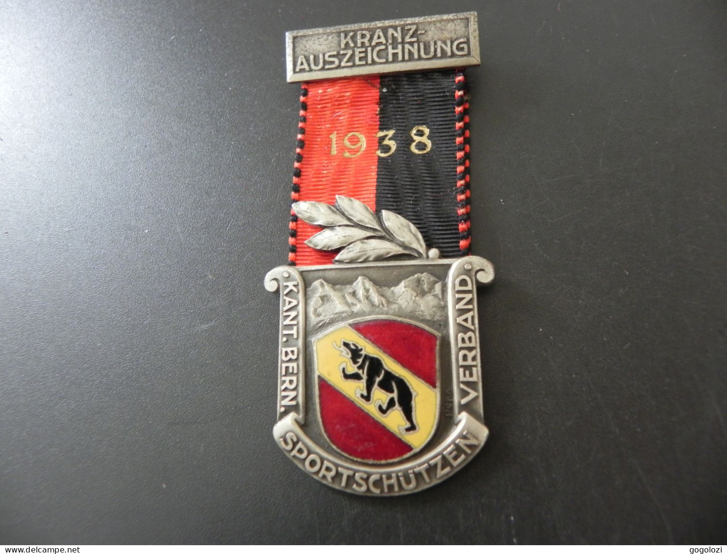 Shooting Medal - Medaille Schweiz Suisse Switzerland - Kranzauszeichnung Sportschützen Kanton Bern 1938 - Altri & Non Classificati