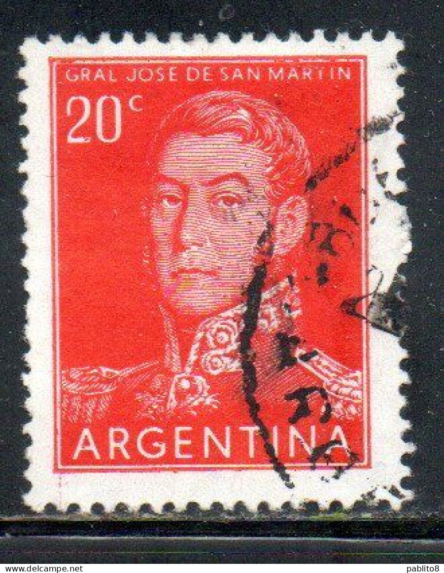 ARGENTINA 1954 1959 1955 JOSE DE SAN MARTIN 20c USED USADO OBLITERE' - Gebraucht