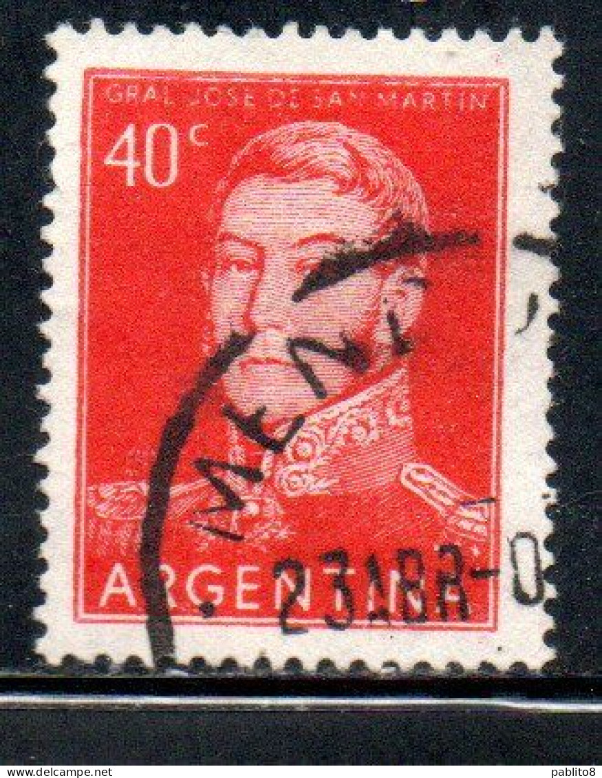 ARGENTINA 1954 1959 1956 JOSE DE SAN MARTIN 40c USED USADO OBLITERE' - Oblitérés