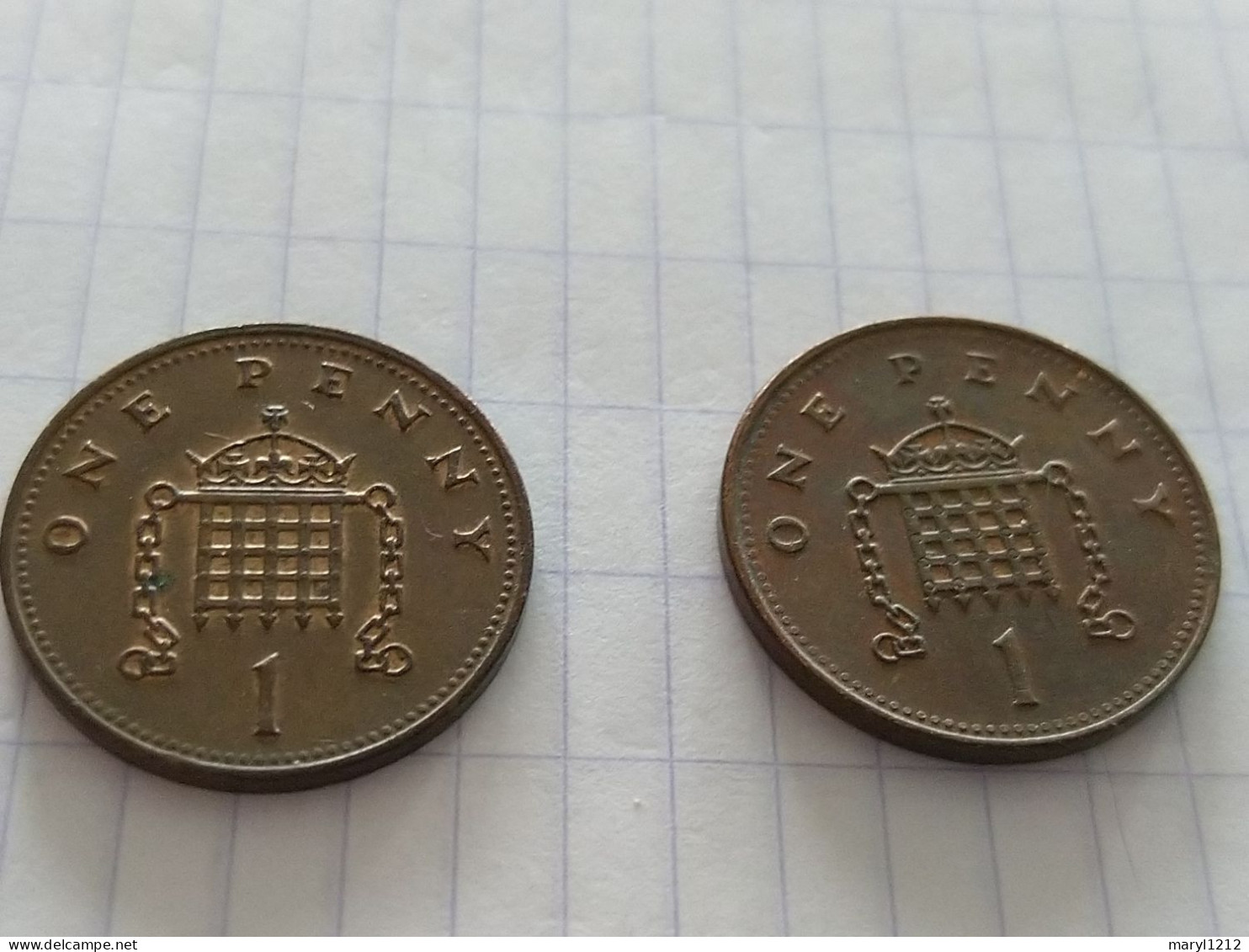 2 Pièces De One Penny U.K. 1988 - 1998 - 1 Penny & 1 New Penny