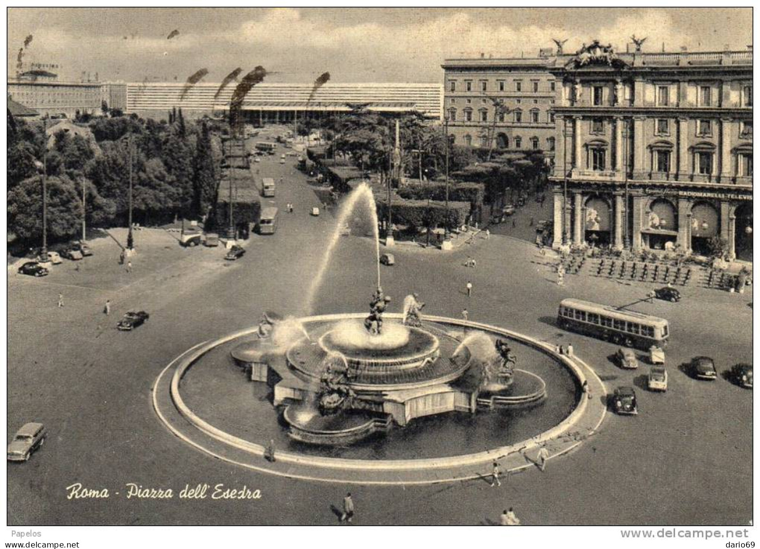 1957 CARTOLINA -  ROMA PIAZZA DELL'ESEDRA - Orte & Plätze