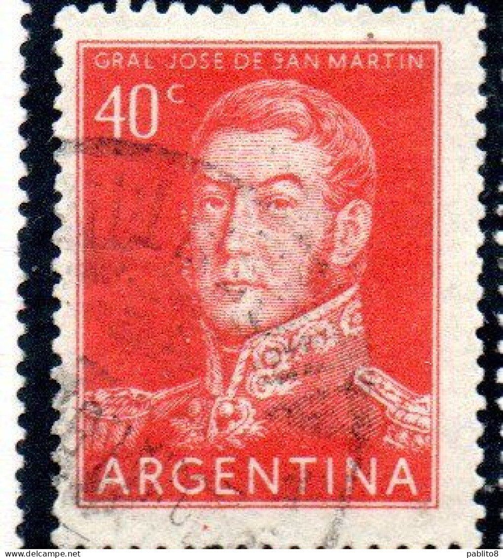 ARGENTINA 1954 1959 1955 JOSE DE SAN MARTIN 40c USED USADO OBLITERE' - Usados
