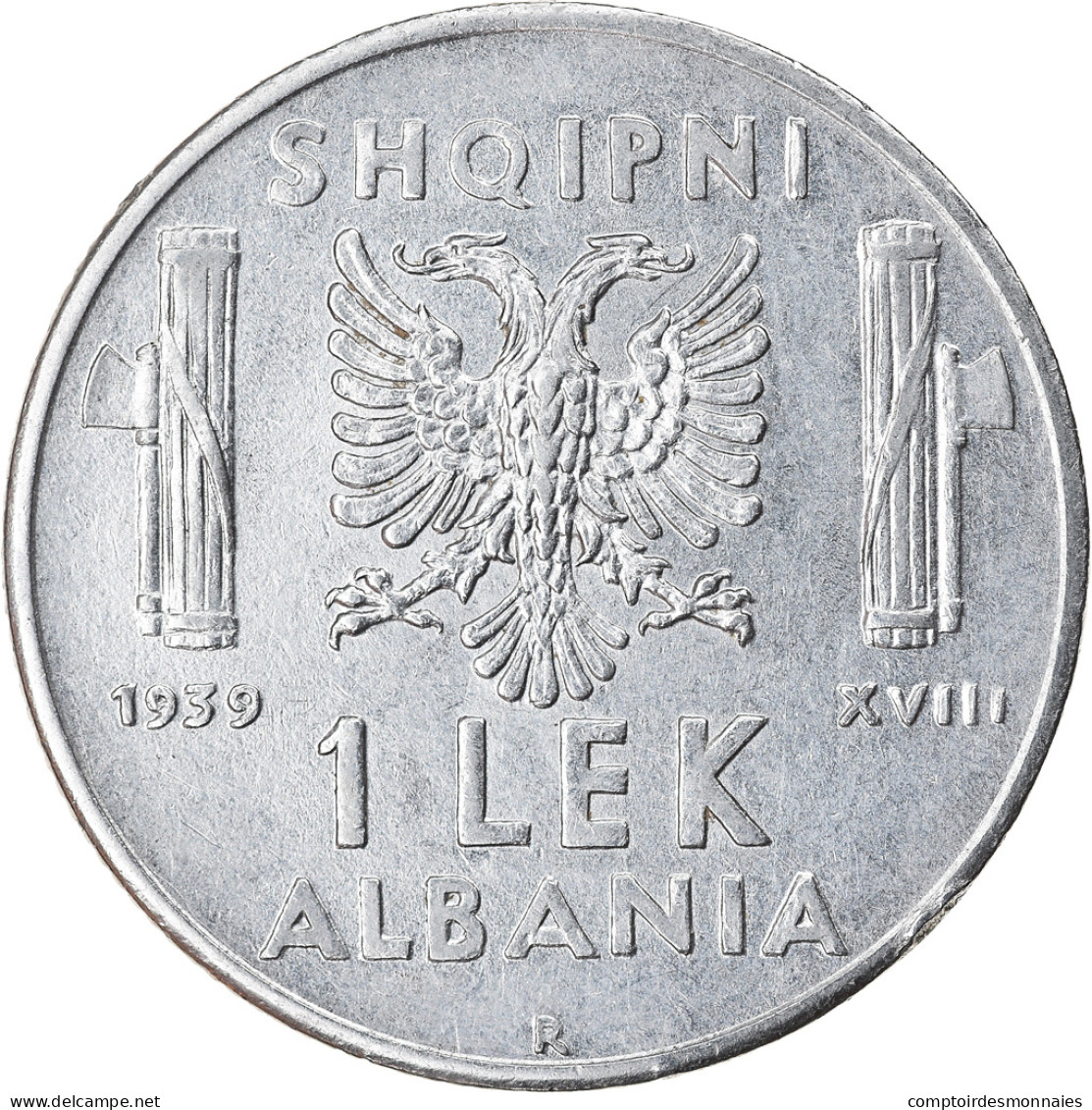 Monnaie, Albania, Vittorio Emanuele III, Lek, 1939, Rome, TTB+, Stainless Steel - Albanië