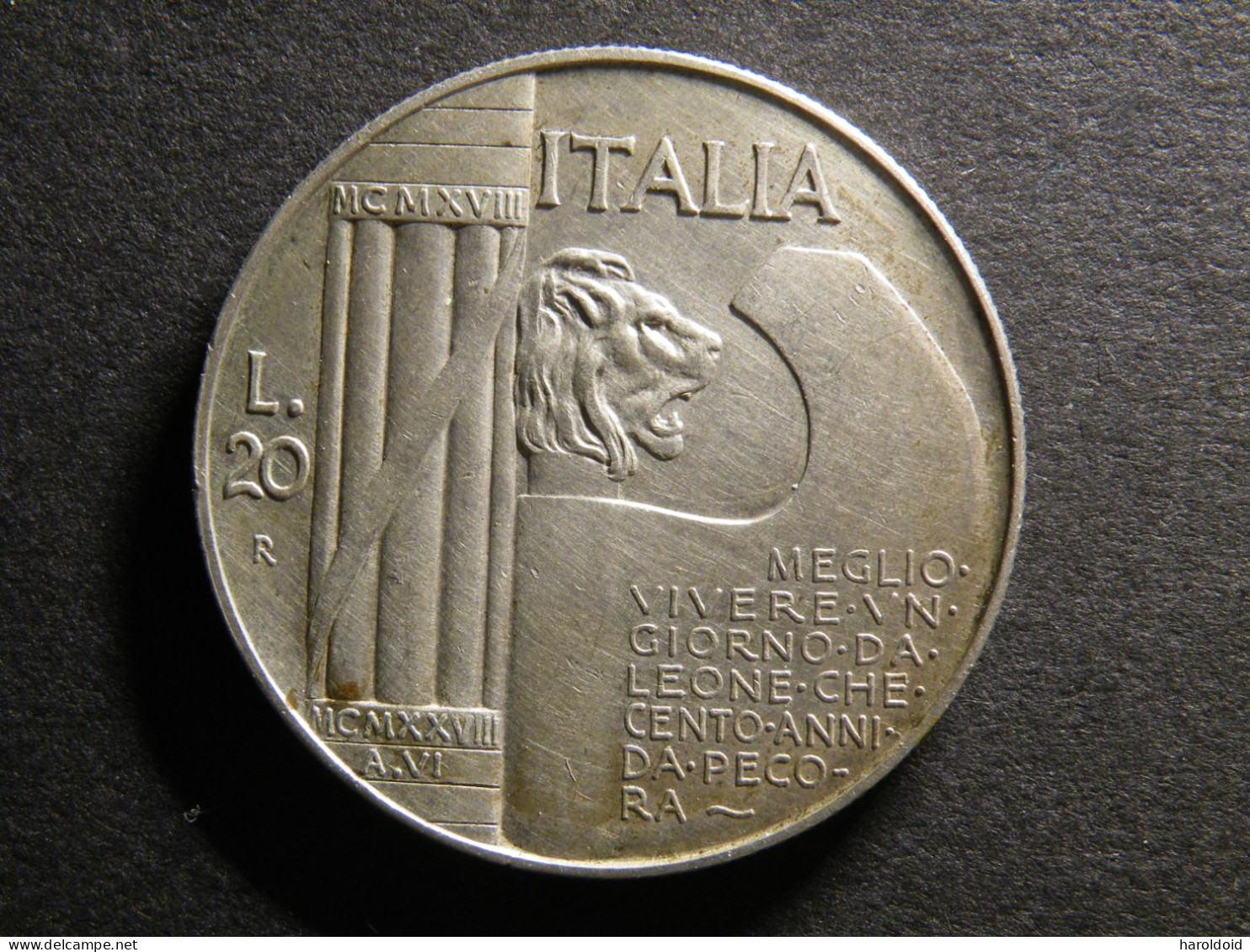 ITALIE - 20 LIRE 1928 R - 1900-1946 : Victor Emmanuel III & Umberto II