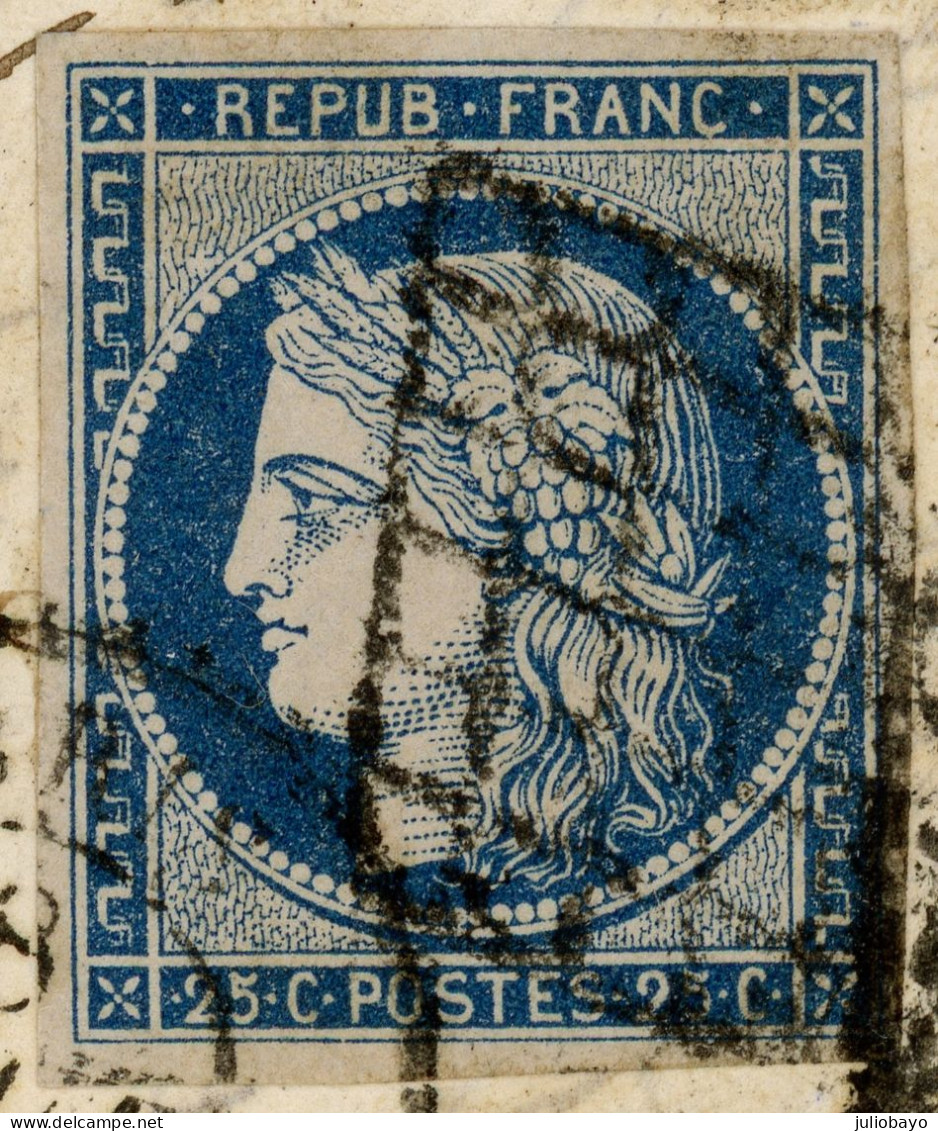 8 Aout 1851 L.A.C. N°4 TTB Grille De Paris Et CAD T15 Sur Le Timbre,correspondance Pour Le Maire De Vernon EURE - 1849-1876: Classic Period